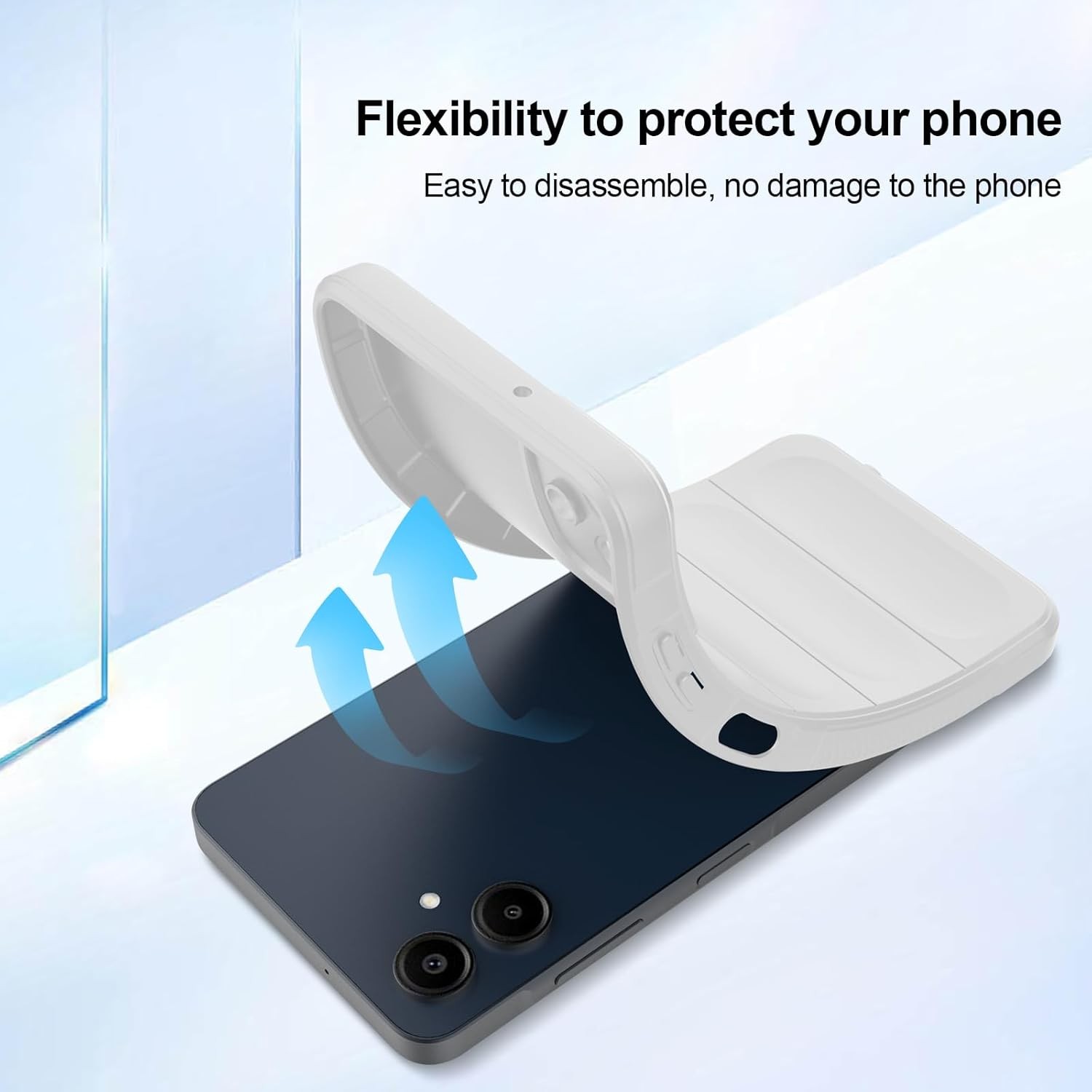 Silicone Case for Samsung Galaxy A06, Shockproof with Camera Protection, White