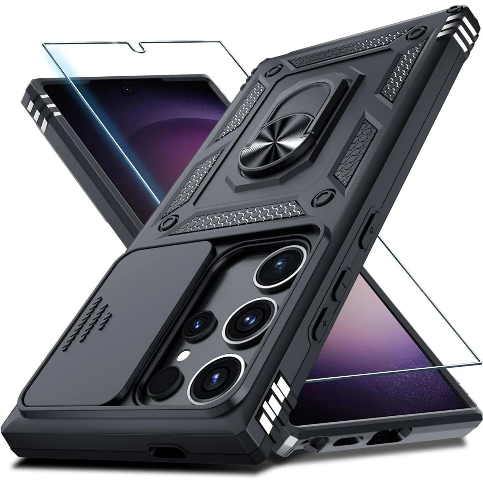 For Samsung Galaxy S25 Ultra Case w/ Military Grade Protective Cover & Kickstand