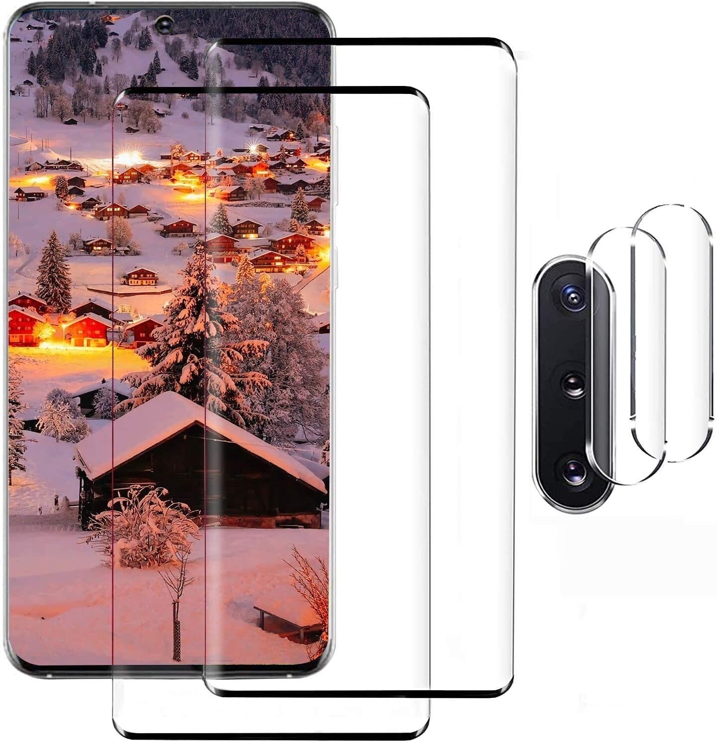 4in1 Tempered Glass for Galaxy Note 10 Plus, Screen and Camera Lens Protector