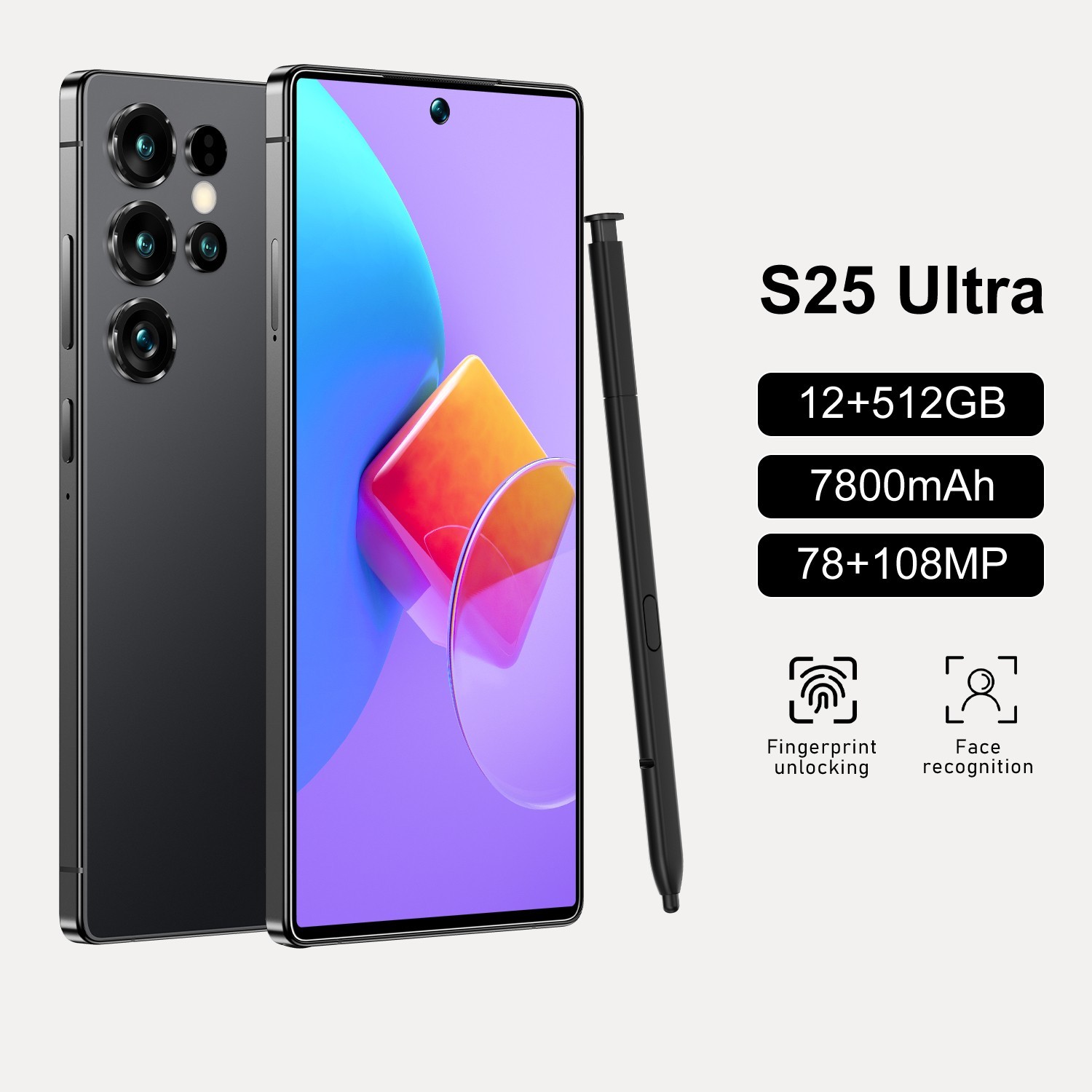 S25 Ultra 5G Smartphone 7.3″ Unlocked Android 14 12GB+512GB Cellphone Dual SIM