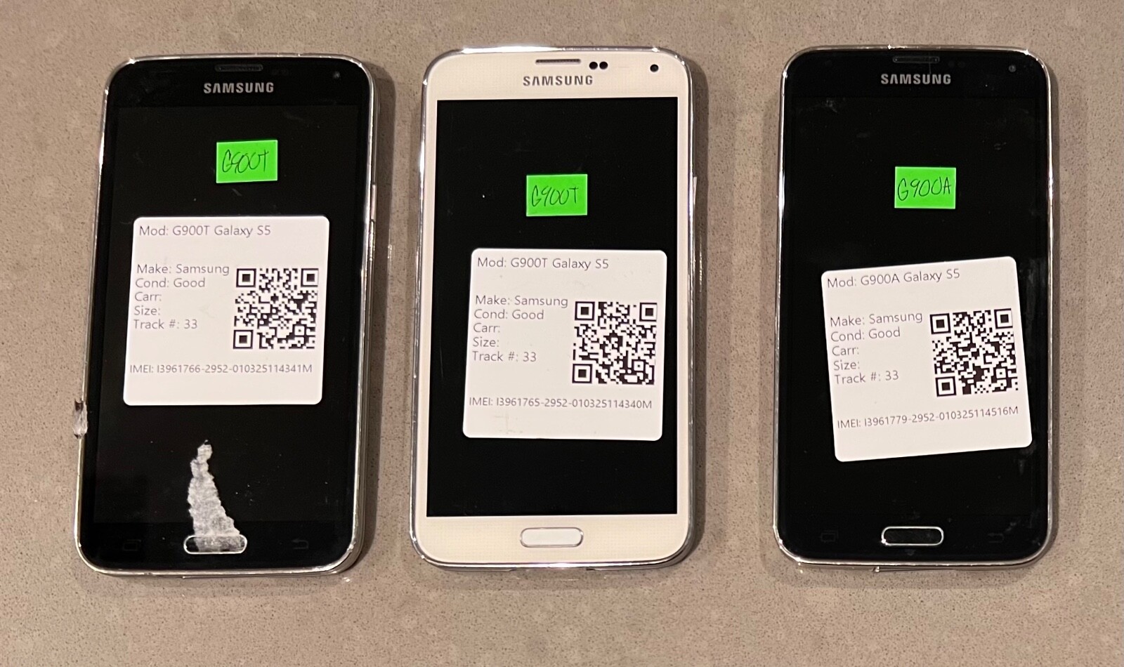 (3) As-is Samsung Galaxy S5 (SM-G900A) G900T 16GB – Black/White