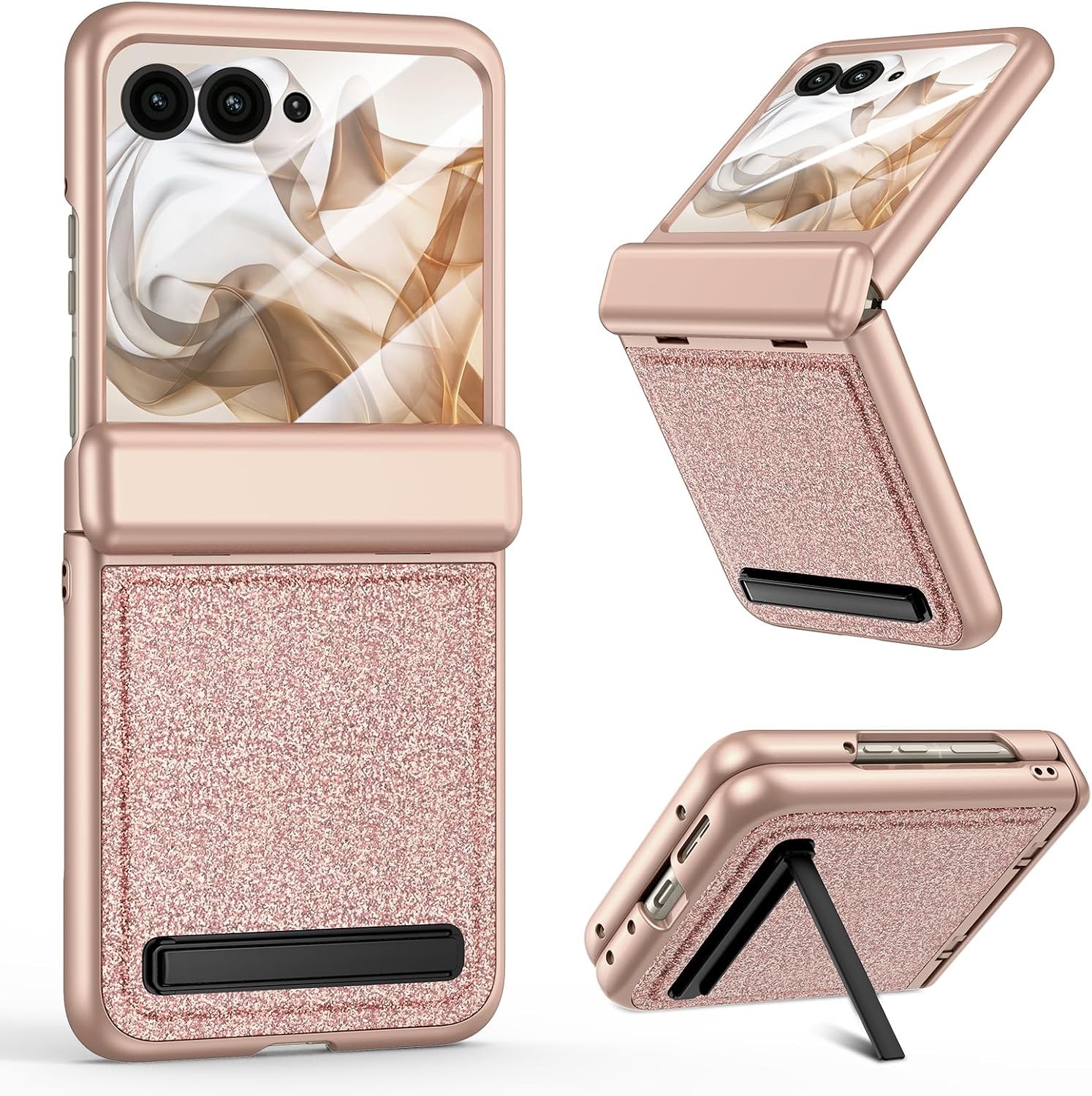 Rose Gold Slim Case for Motorola Razr 2026/2025/2024 with Kickstand & Screen Pro