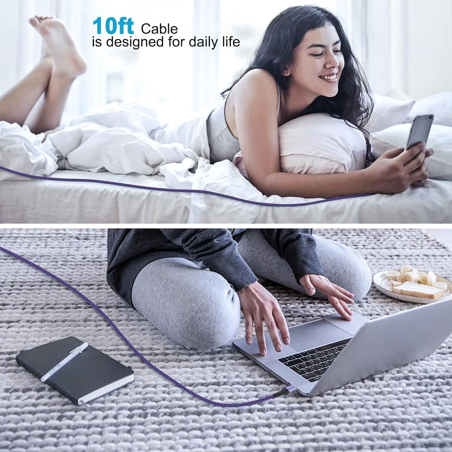 10FT USB Type-C Fast Charger Adapter for Galaxy S23 Ultra/S22/S21