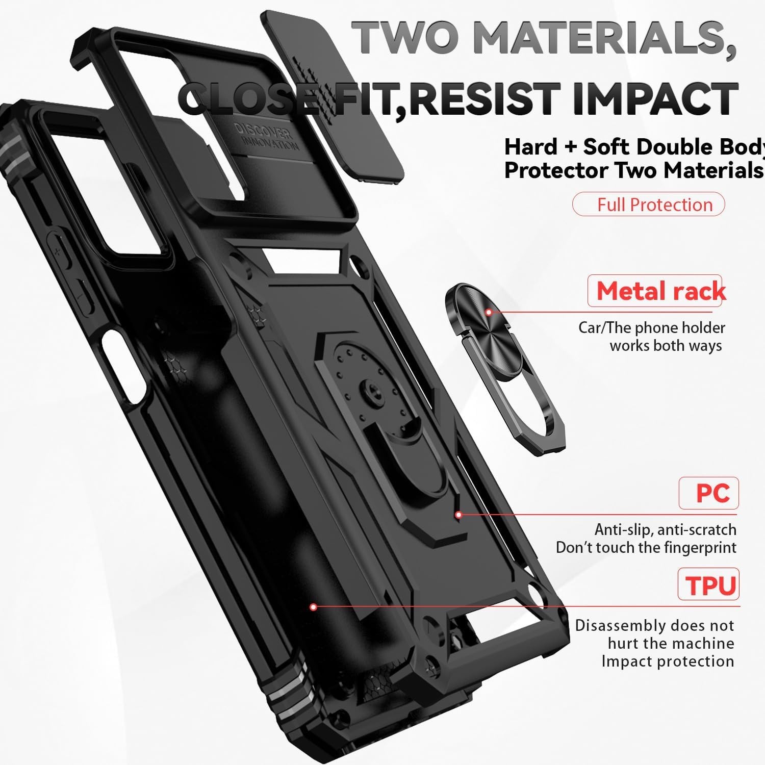 For Motorola Moto G Power 5G 2024 Case with Military Grade, Slide Camera Cover