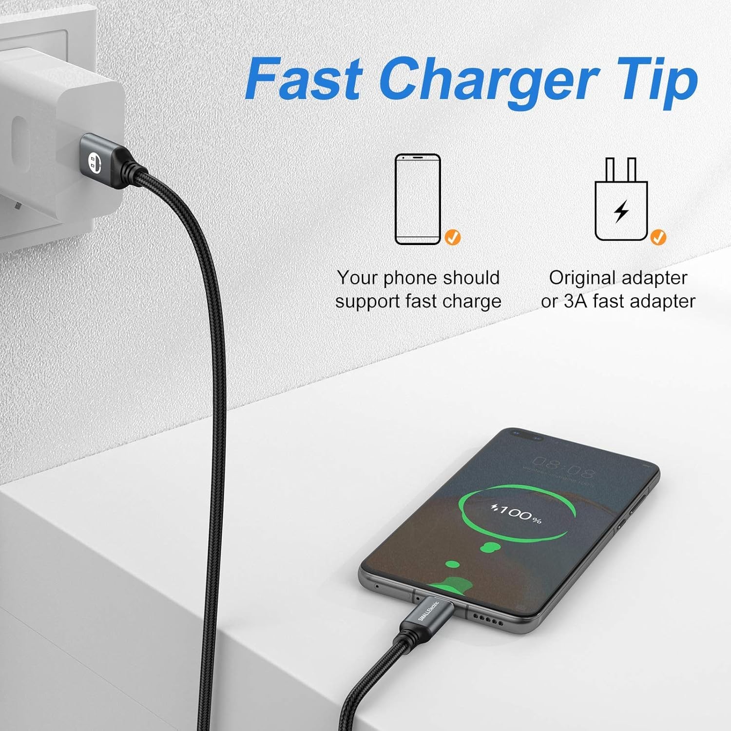 5-Pack 3FT USB-C Fast Charger Adapter for iPhone 15/16 & Samsung Galaxy S20