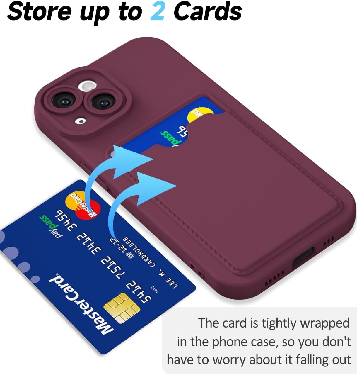 iPhone 13 Mini Case with Card Holder Slim, Thin Silicone Wallet Phone Case