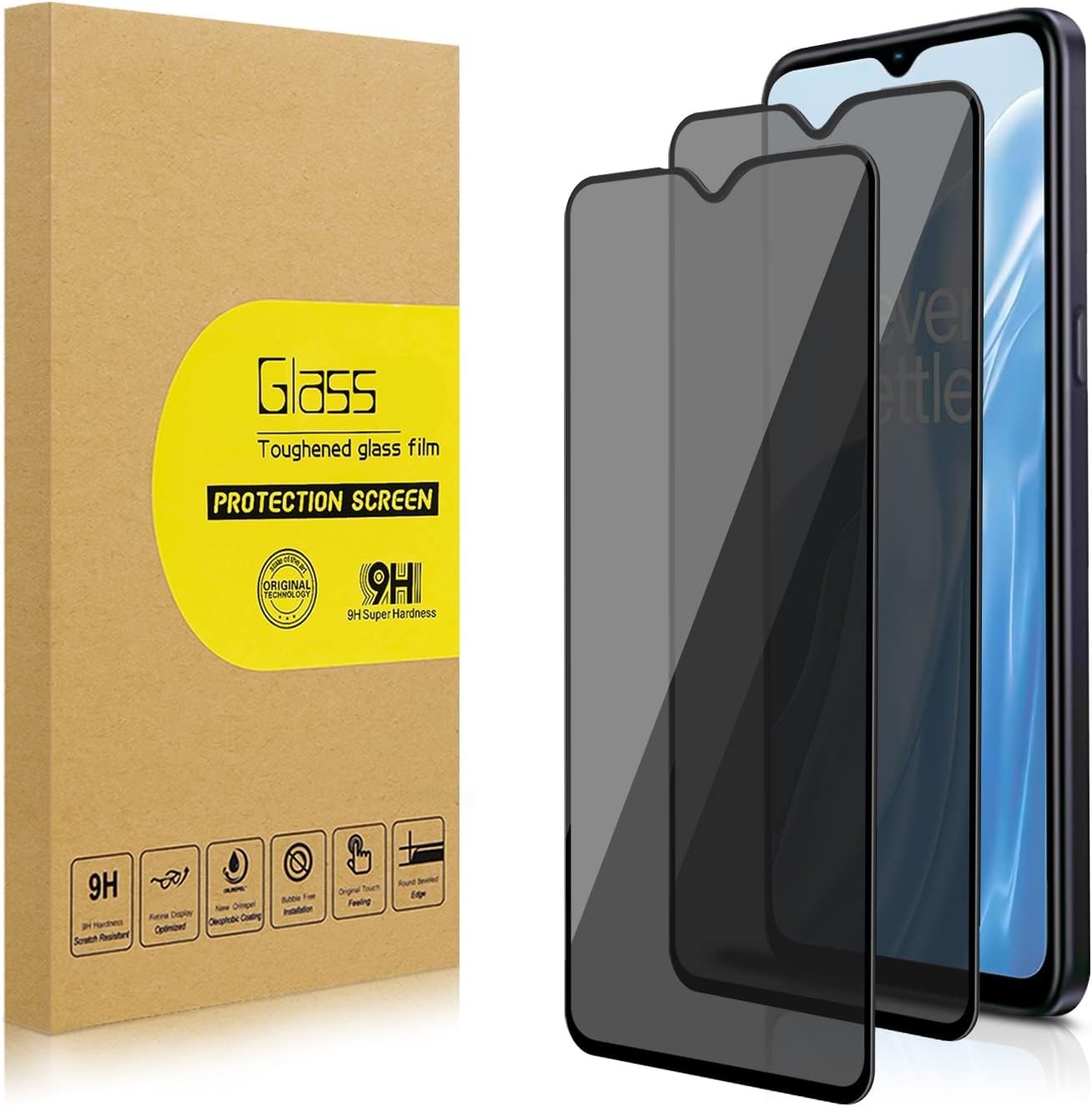 2PCS Privacy Screen Protector & Ultra HD for Oneplus Nord N300 5G Anti-Spy 9H