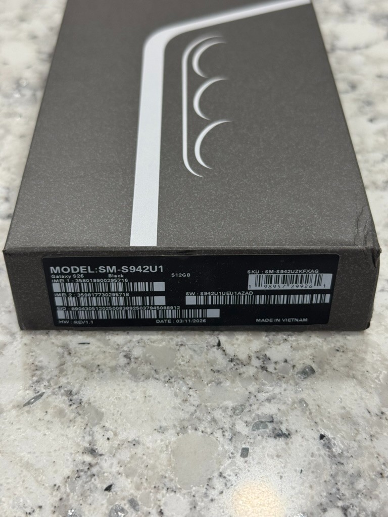 Samsung Galaxy S26 512GB Black Factory Unlocked 6.3″ 12GB RAM SM-S942U1