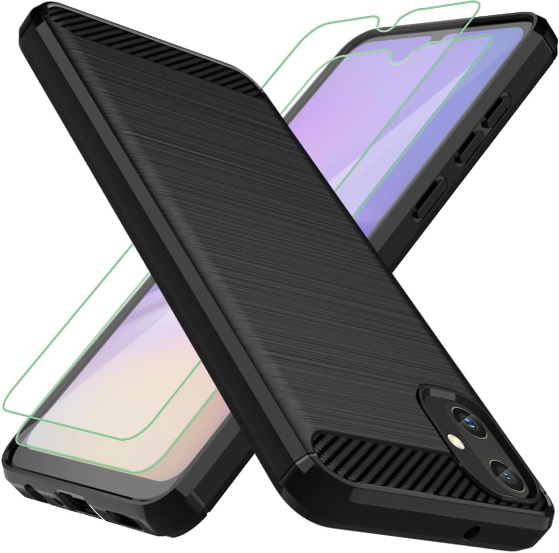 2PCS Case & Screen Protector for Galaxy A05 Shock-Absorption Flexible TPU Rubber