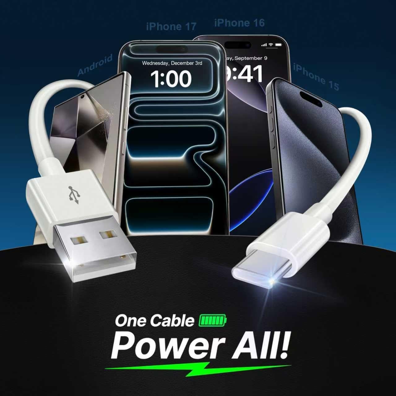 3FT USB A to Type-C Fast Charging Cable 4Pack for iPhone 17/16 and Other Devices