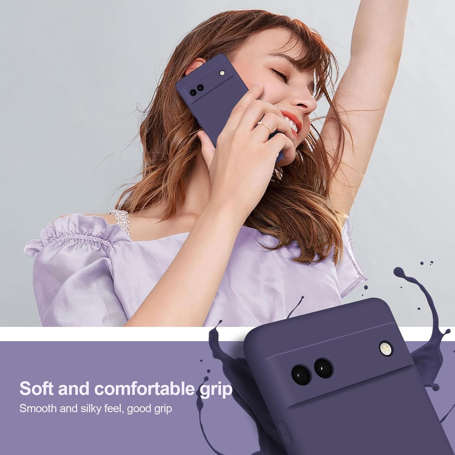 Case for Google Pixel 6A, Soft Silicone Shockproof Slim Cover, Deep Purple