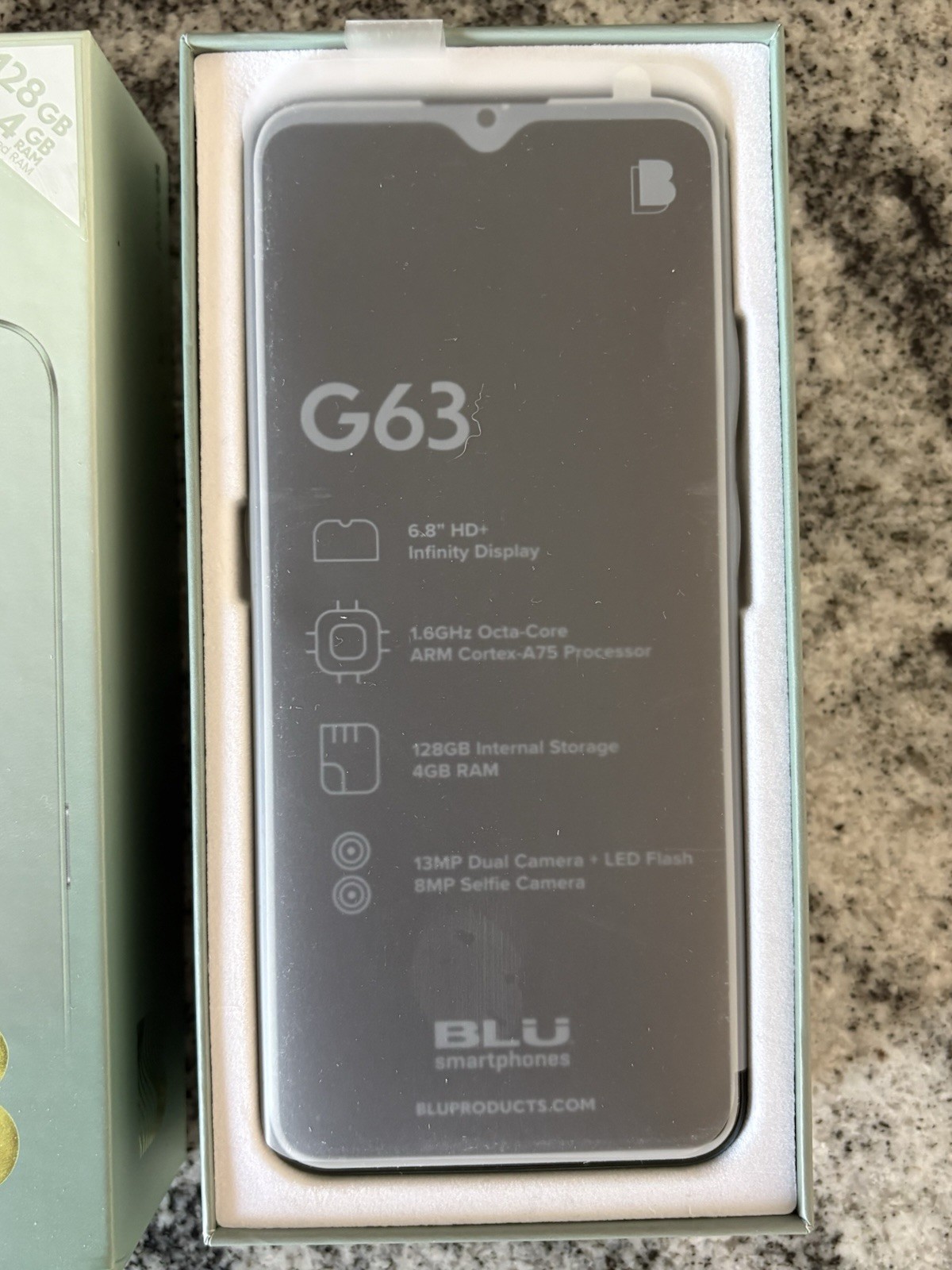 BLU G63 128GB 4GB RAM 6.8in Android 13 13MP Dual Camera FP Green