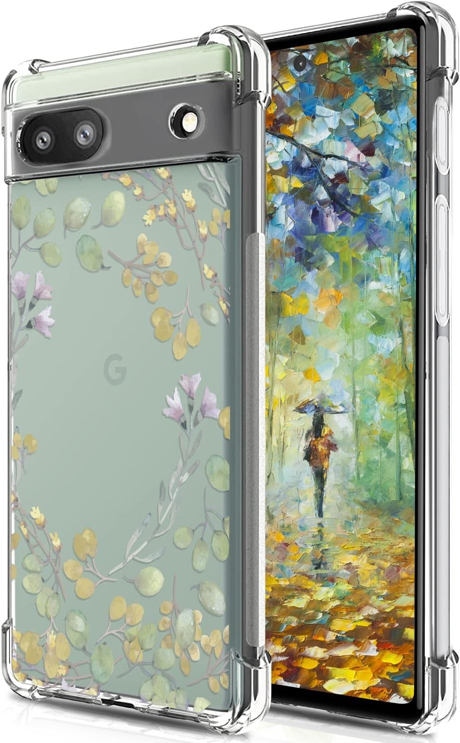 Designed for Google Pixel 6a Case Floral, Clear Flower Soft & Flexible Cover