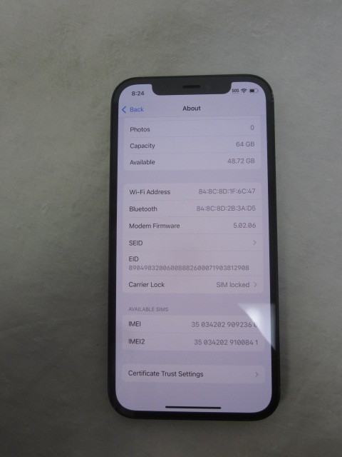 Apple iPhone 12 A2172 64GB AT&T Locked Black 100% Battery Health