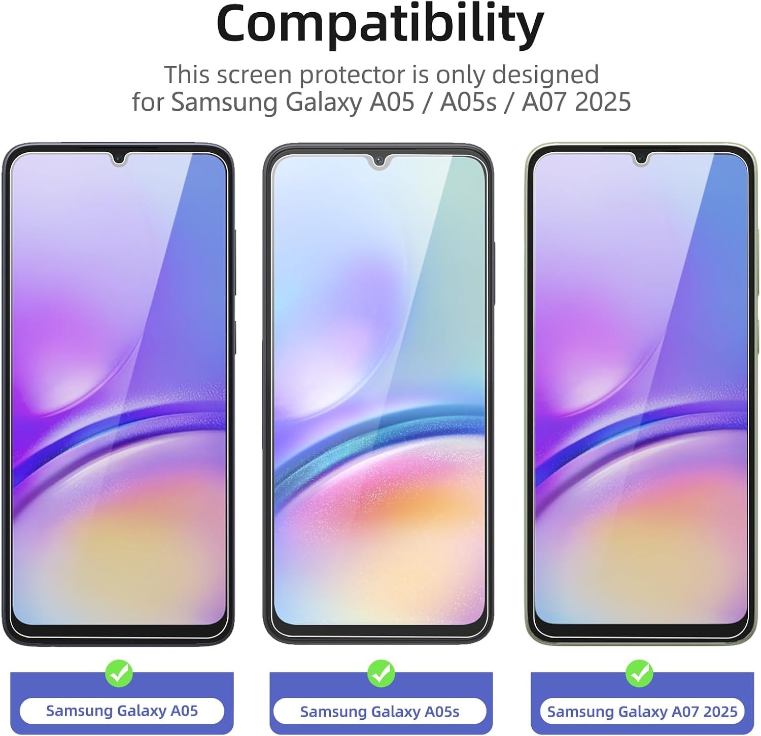 3PCS Screen Protector for Samsung Galaxy A07 2025 A05 A05s Tempered Glass Case F