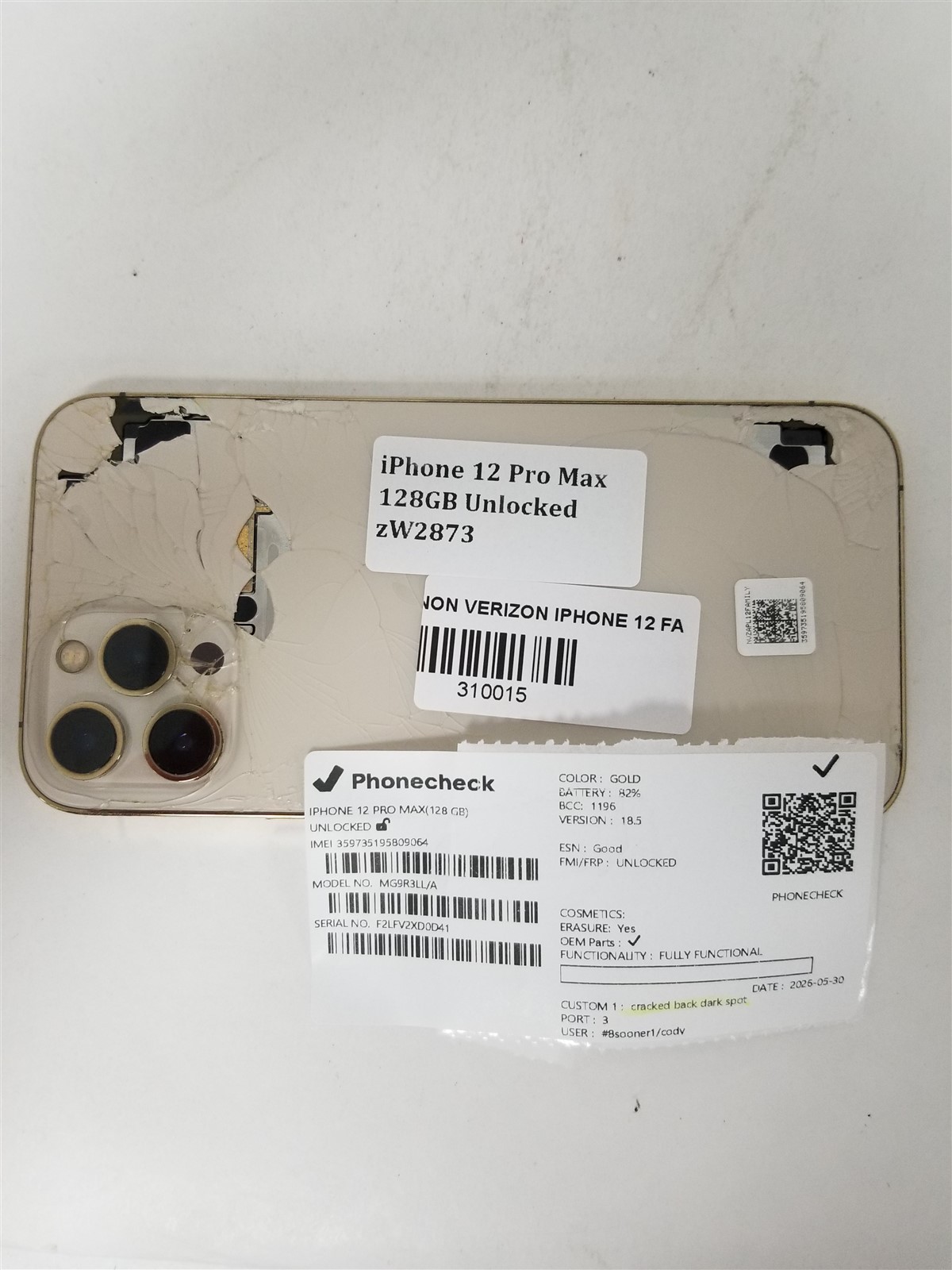 Apple iPhone 12 Pro Max 128GB Gold A2342 (Unlocked) Discounted zW2873