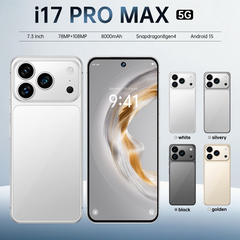 i17 Pro max Smartphone 6.8″ HD Unlocked Android 16+1TB 8000mAh 72+108MP Dual SIM