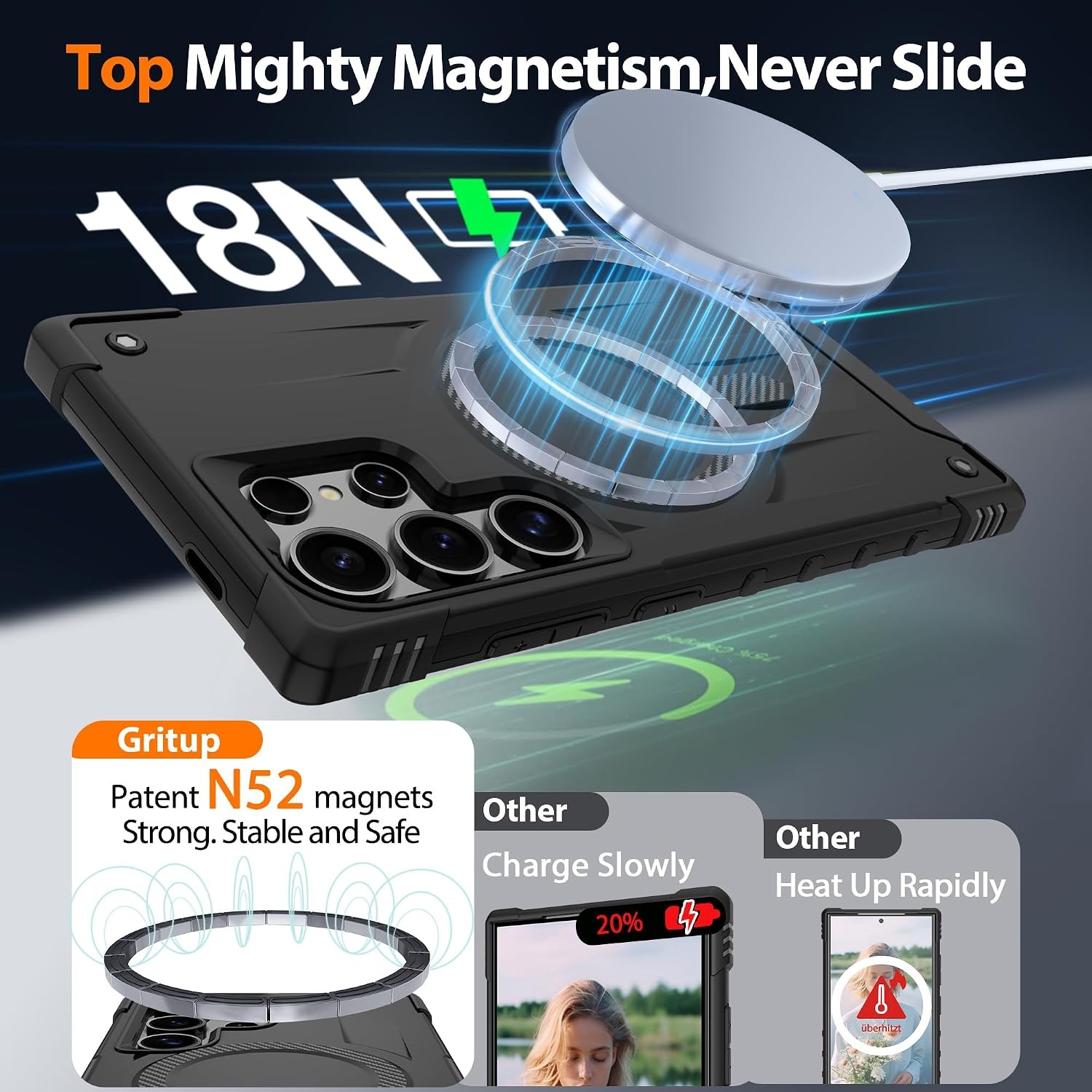 2PCS Case & Screen Protector for Samsung Galaxy S24 Ultra Anti-Fingerprint Shock