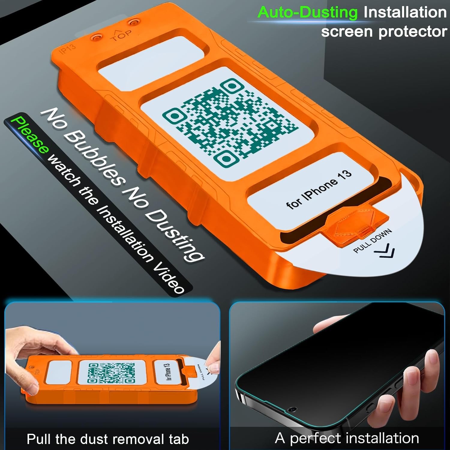 3-Pack Anti-Spy Privacy Screen & Lens Protector for iPhone 13, Case Friendly