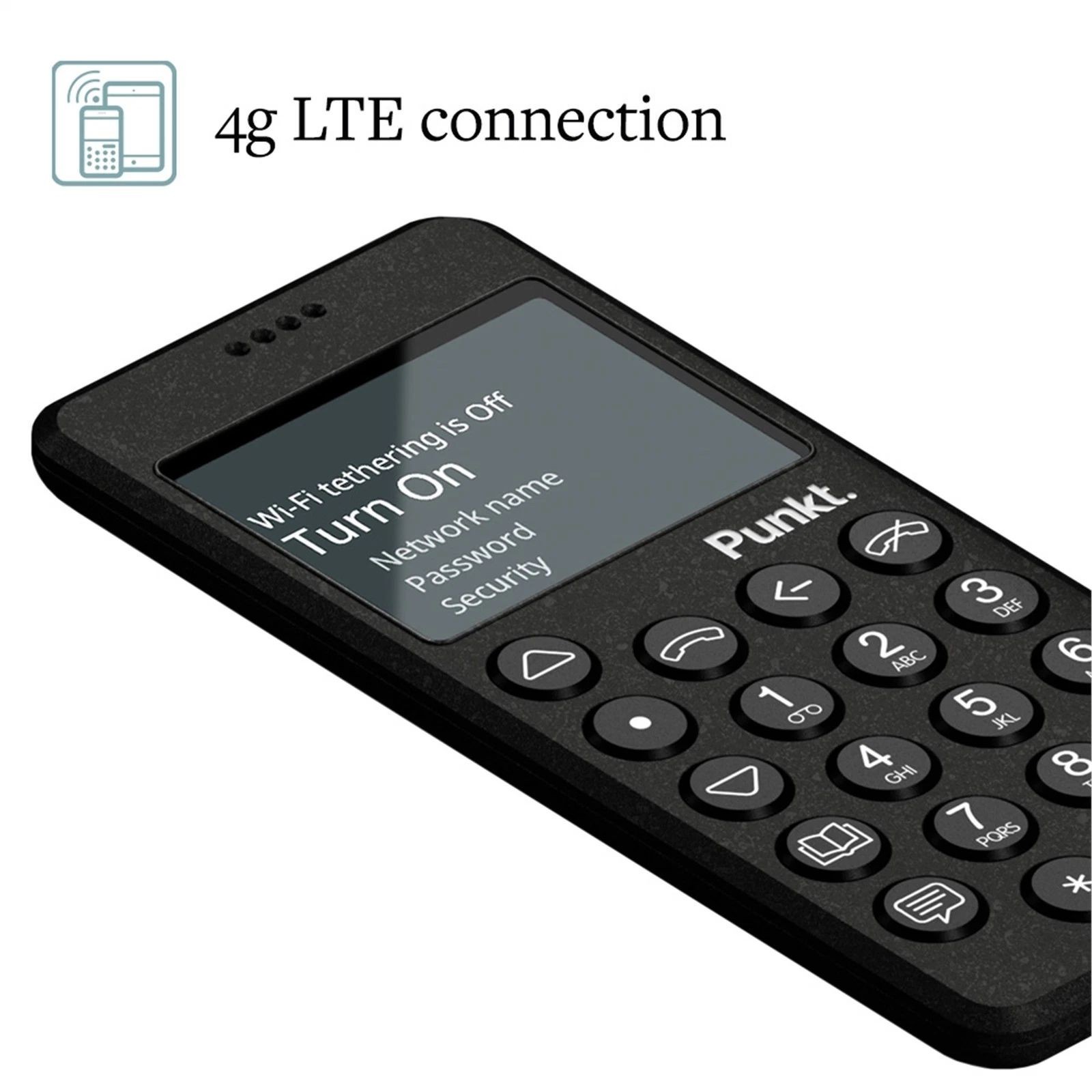 Punkt. MP02 Minimalist 4G LTE Cell Phone – 2GB RAM, 16GB Storage – Black