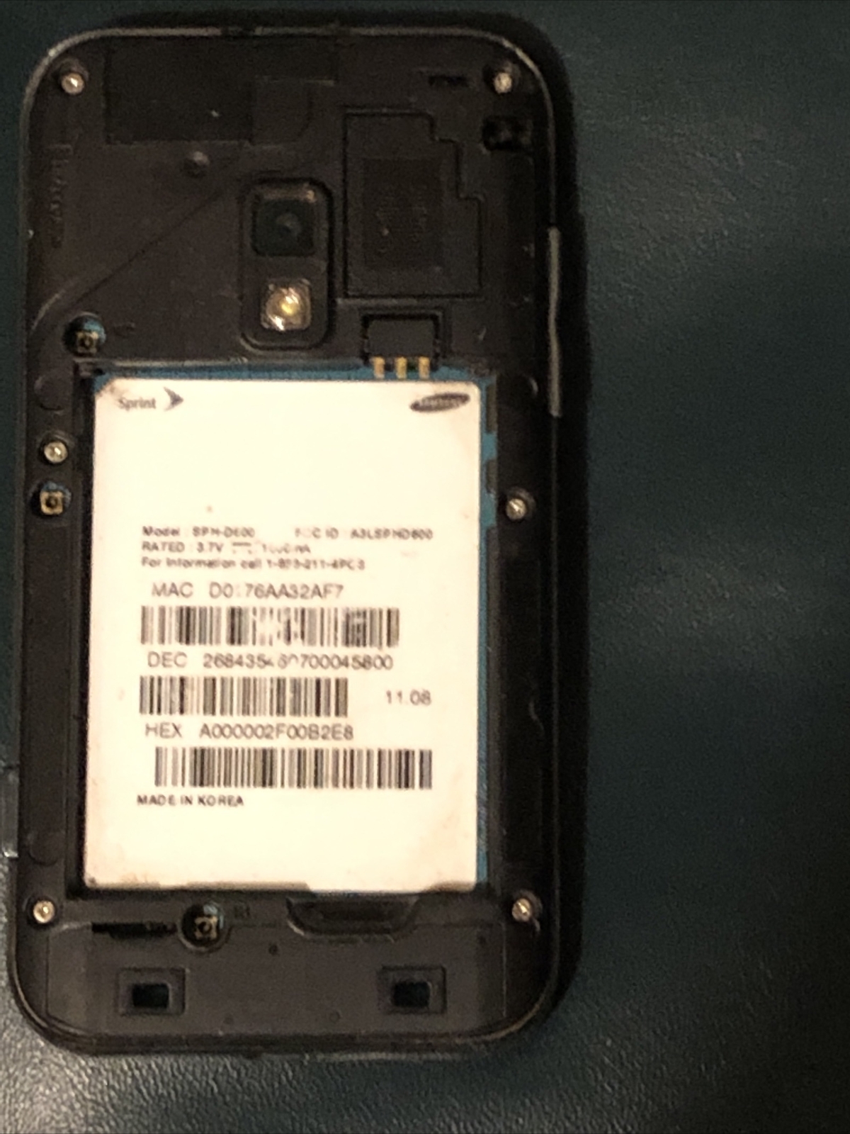 SAMSUNG / Sprint Model Number Sph-D600( For Parts Only) Missing Back Cover
