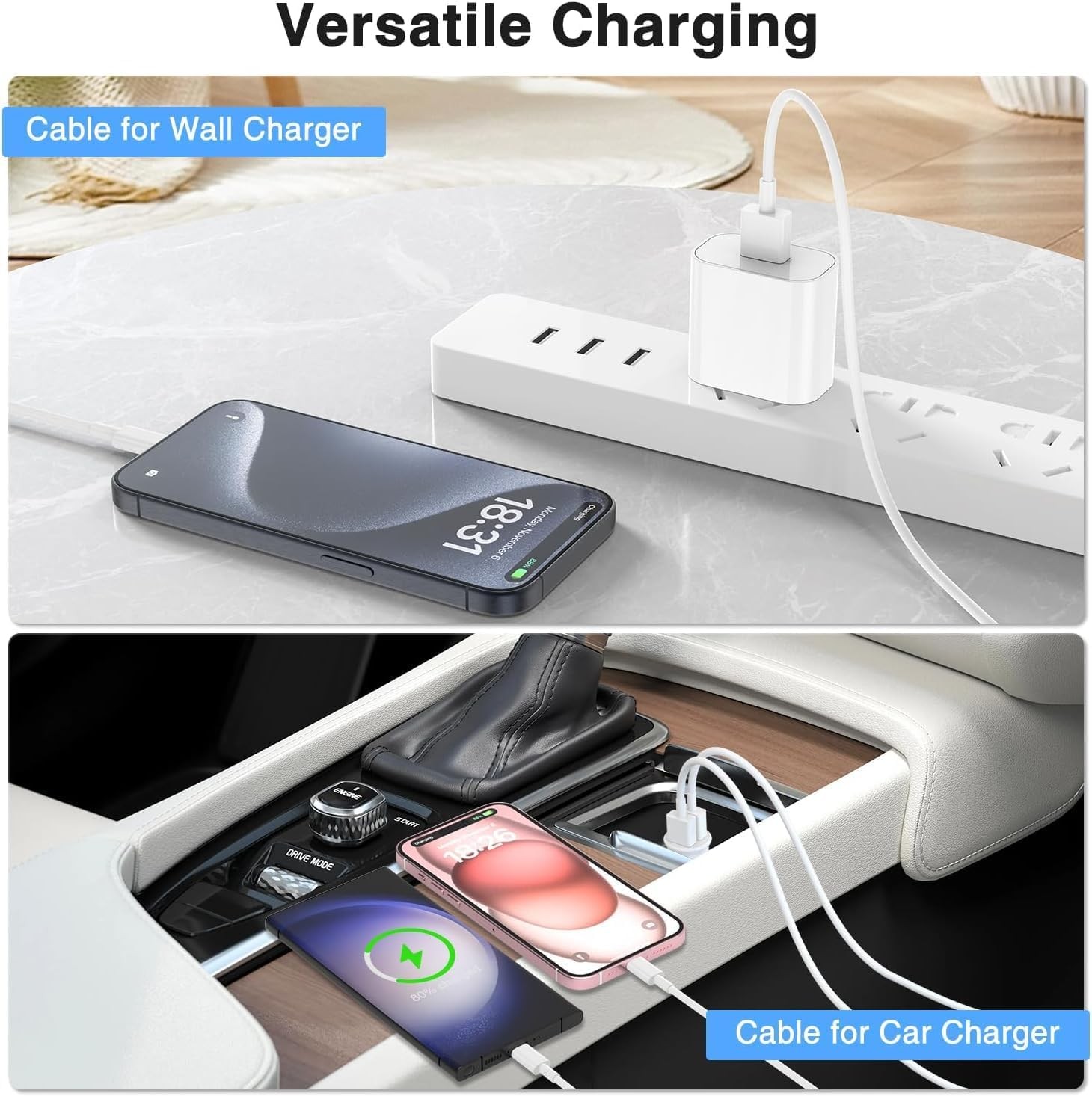 3FT Fast Charging USB A to USB C Cable for iPhone 17 Pro/Max and 16 Pro