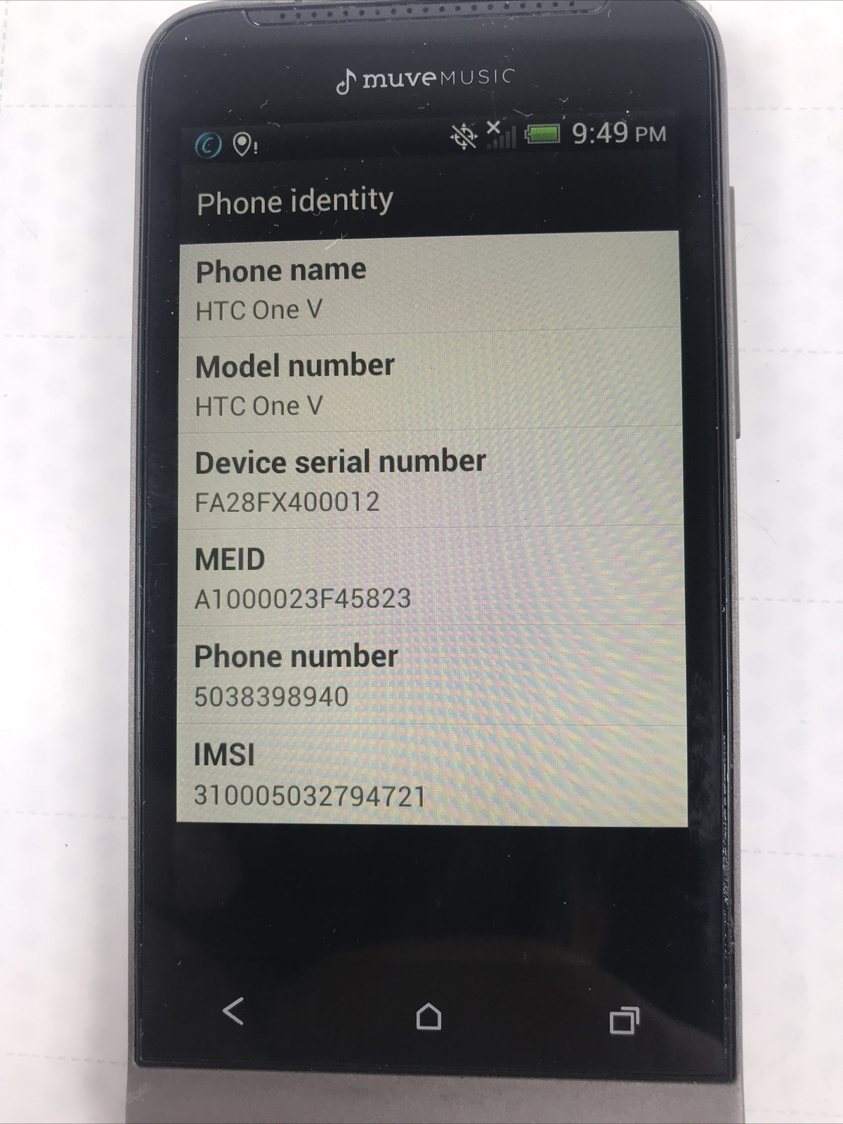 HTC One V Beats Audio Muve Music 512mb Single Core Phone MuveMusic Player