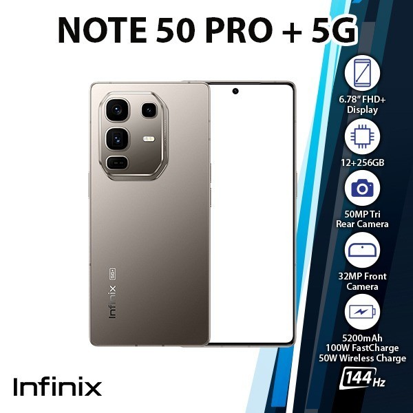 Infinix Note 50 Pro+ Plus 5G Android Cell Phone (GREY/12GB+256GB/Dual SIM)