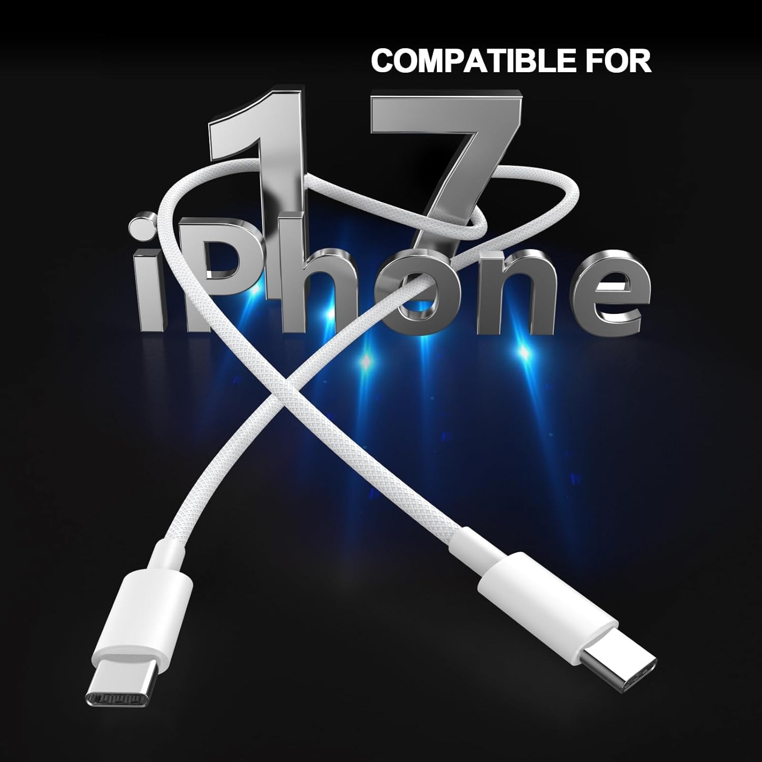 2 Pack 60W USB-C Fast Charger Adapter for iPhone 17/16 6FT