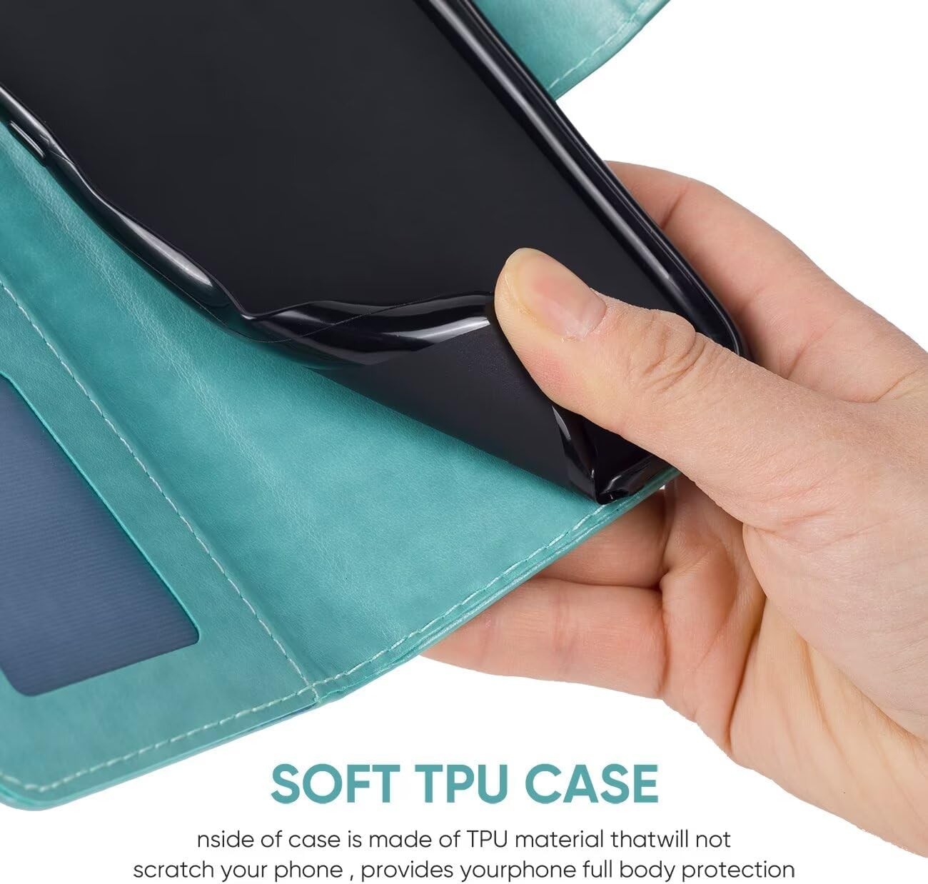 OnePlus 11 5G Wallet Case with Tempered Glass Protector, Green Leather Flip Cove