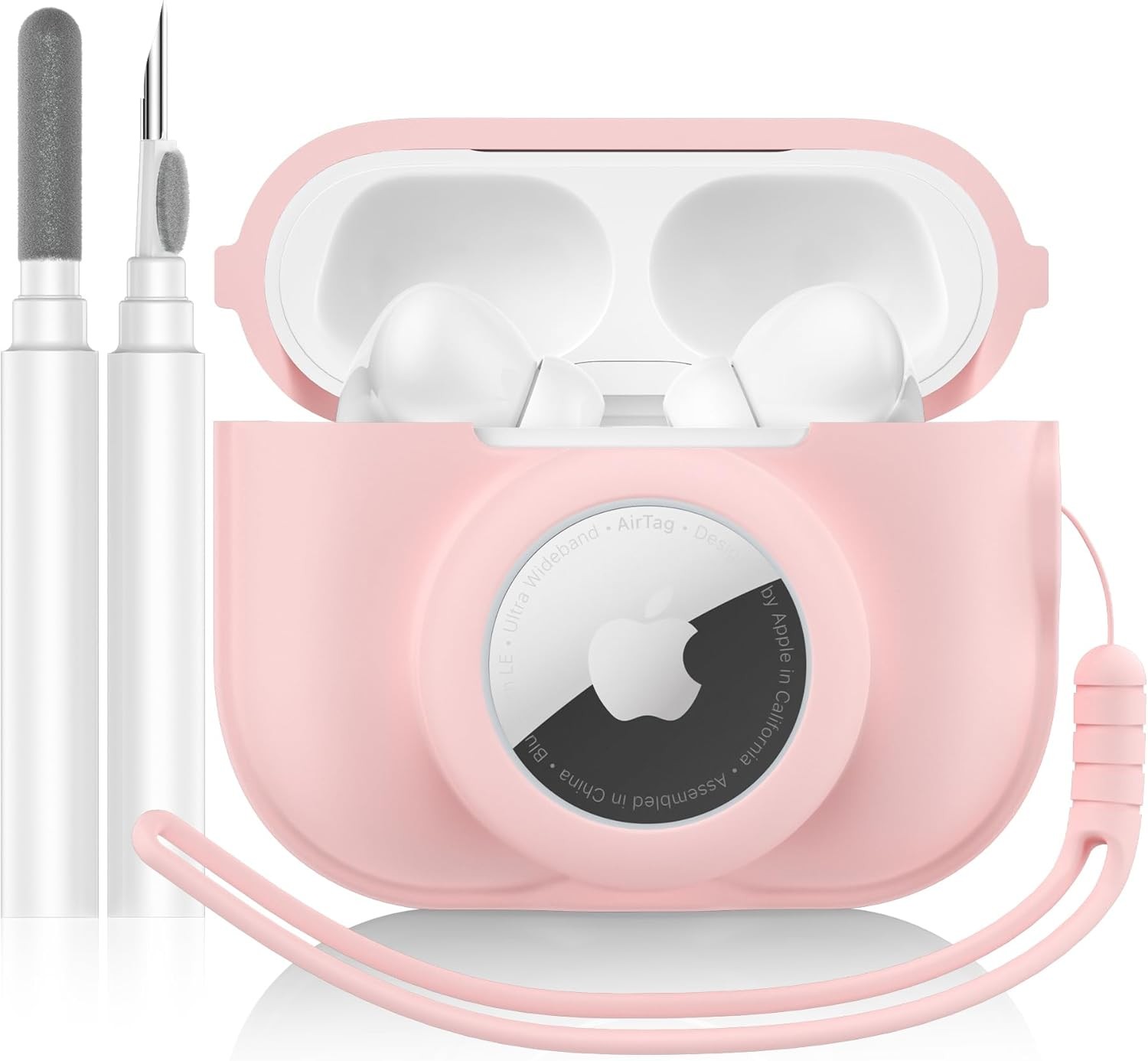 2 in 1 Silicone Case for AirPods Pro 2 and AirTag, Shockproof Protective Cover