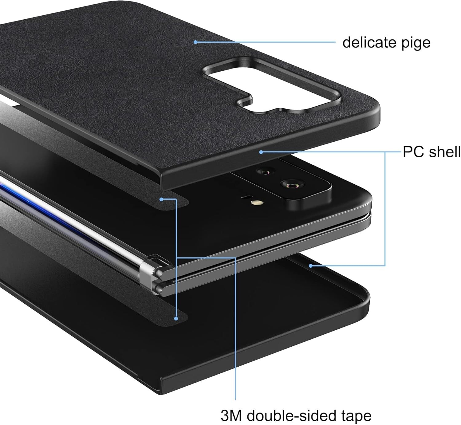 PU Leather Back Cover Hard PC Holder Protective Case For Microsoft Surface Duo 2