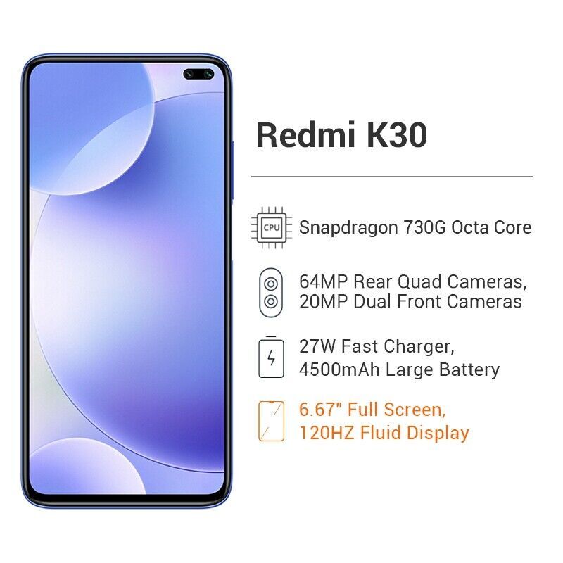 Xiaomi Redmi K30 4G Android 6/128GB 8/128GB 8/258GB 64.0MP 4G LTE Phone 6.67″