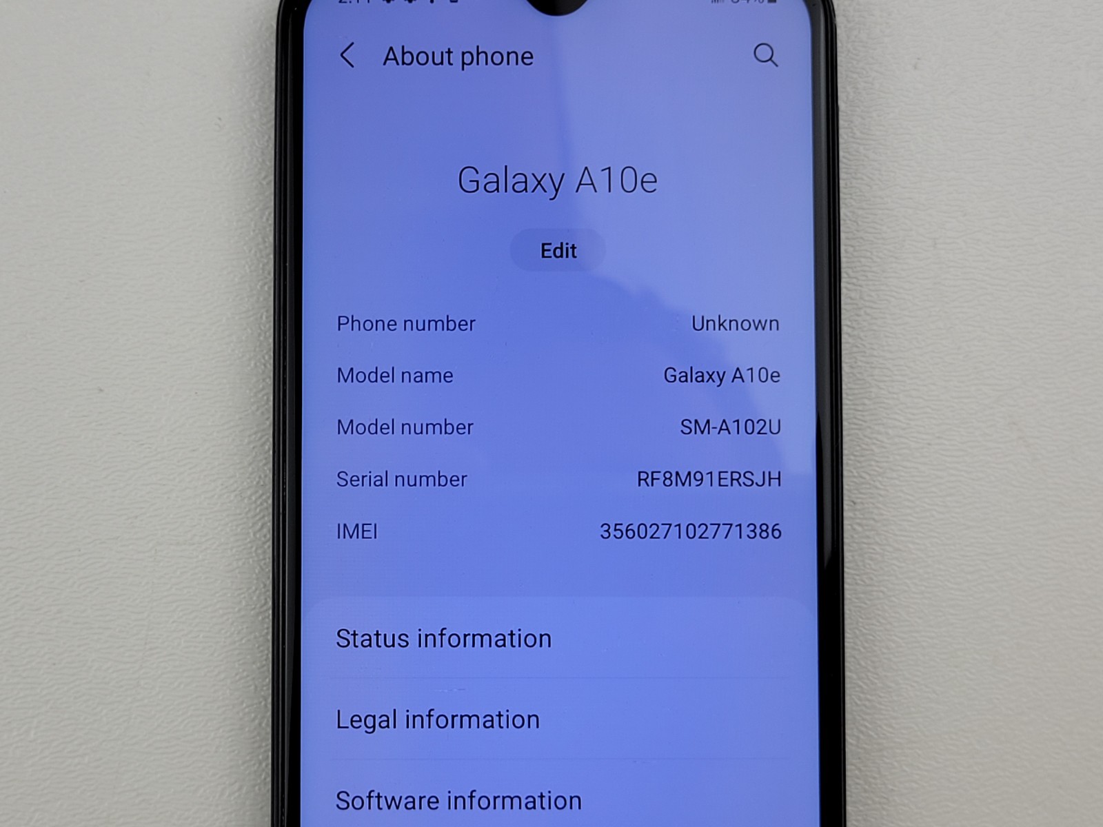 Samsung Galaxy A10e (SM-A102U) 32GB (AT&T) – SMALL ISSUE – Clean IMEI – H3921