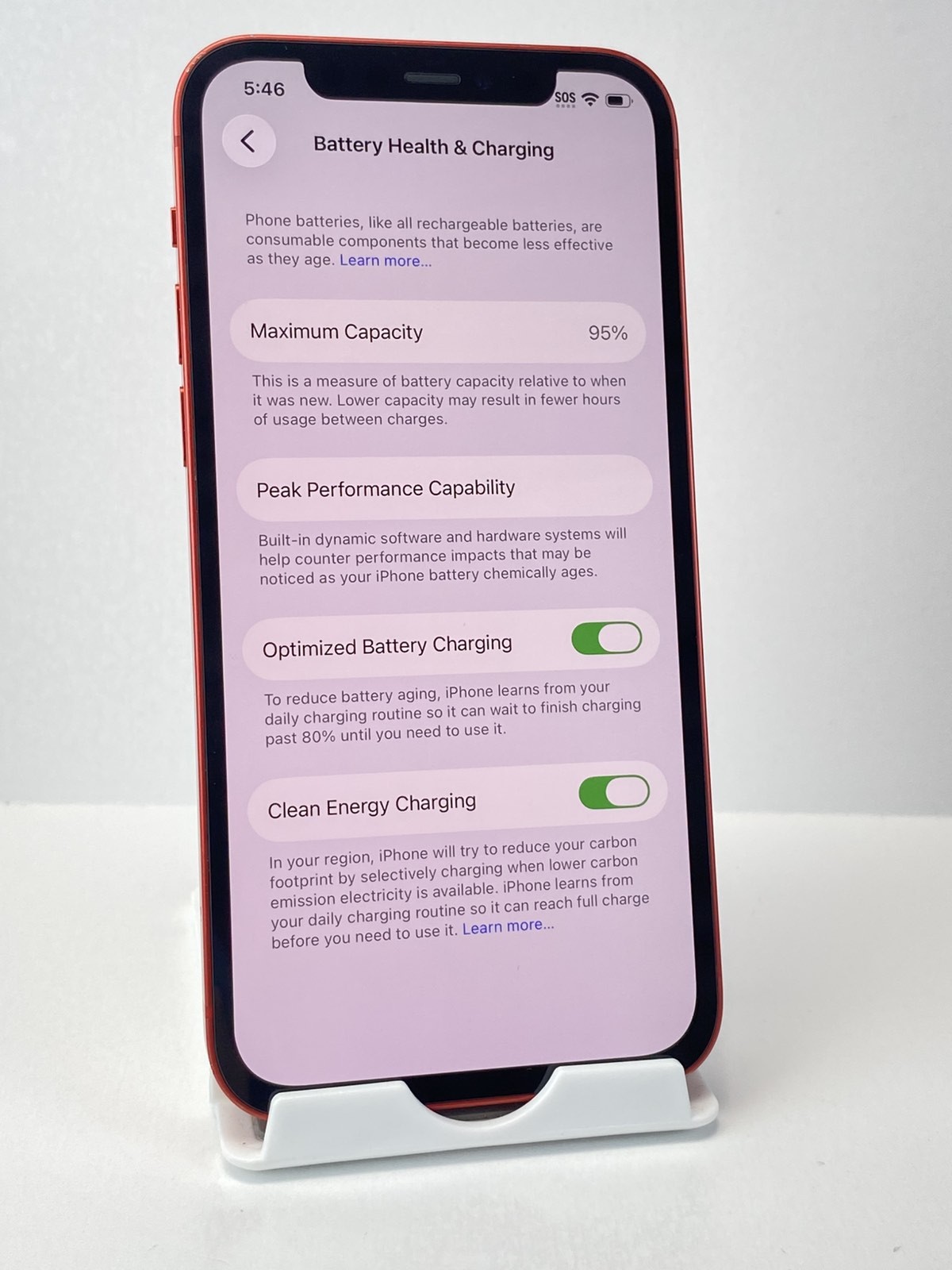 Apple iPhone 12 A2172 256GB (PRODUCT)Red 95% battery health Unlocked device