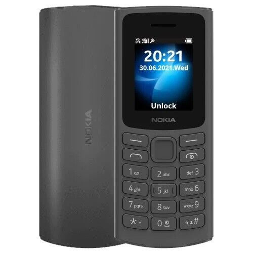 Unlocked Nokia 105 4G 2 Colors New Phone 1.8″ 128MB RAM Dual Sim 1020mAh