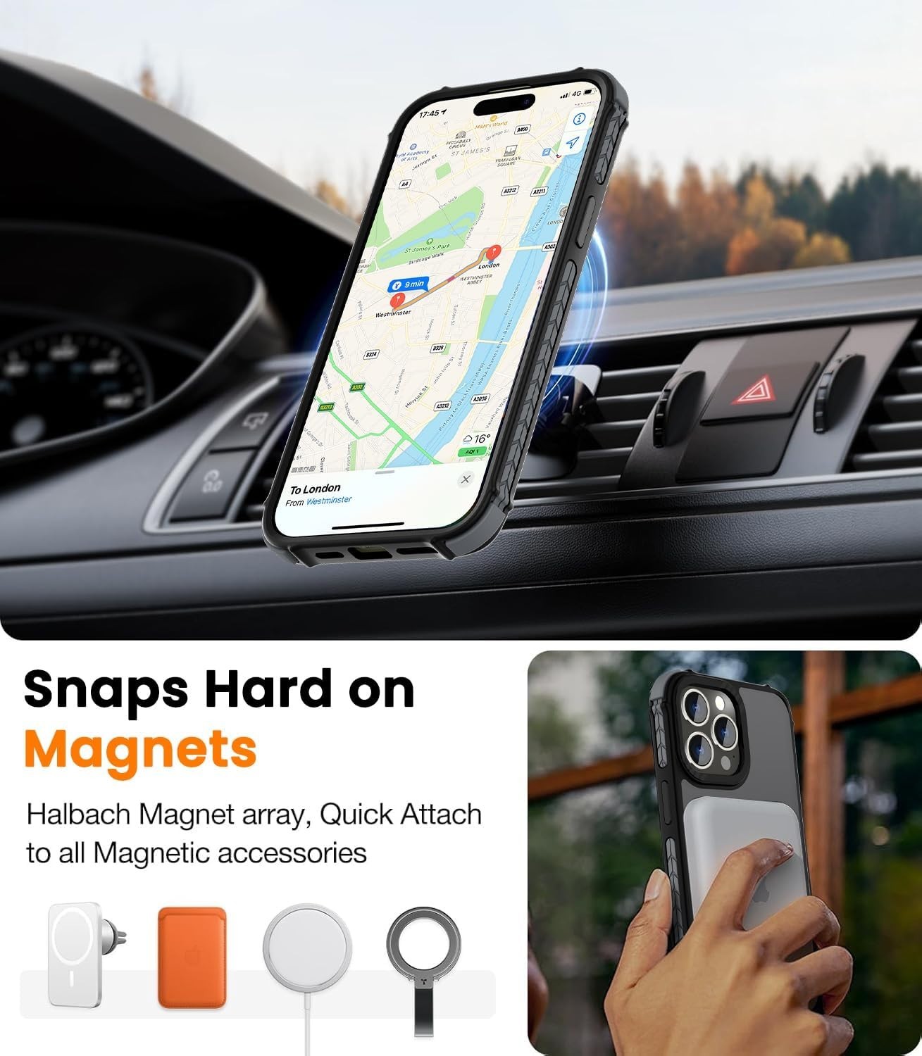 Strong Magnetic Case for iPhone 14 Pro Max 6.7-Inch, Translucent Matte Shockproo