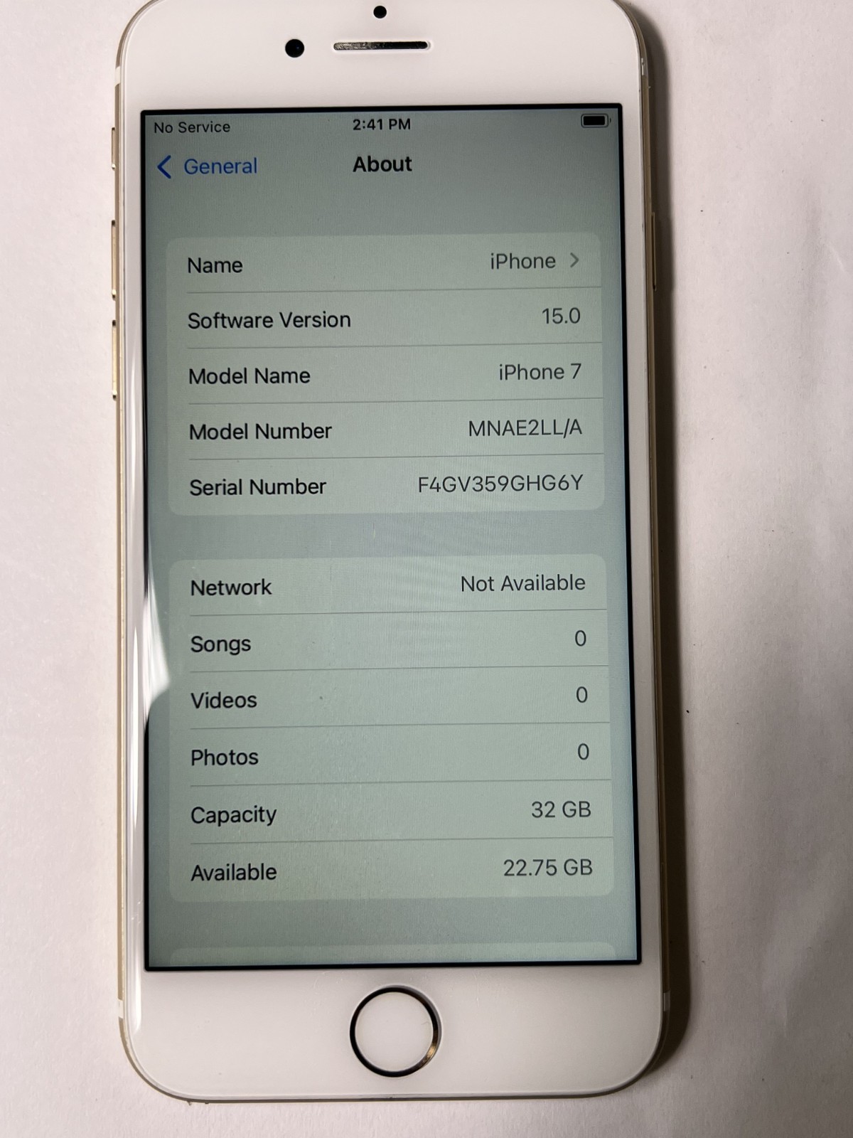 Apple iPhone 7 A1660 32GB UNLOCKED iOS 15.0 Gold MNAE2LL/A 🔋78% Battery Service