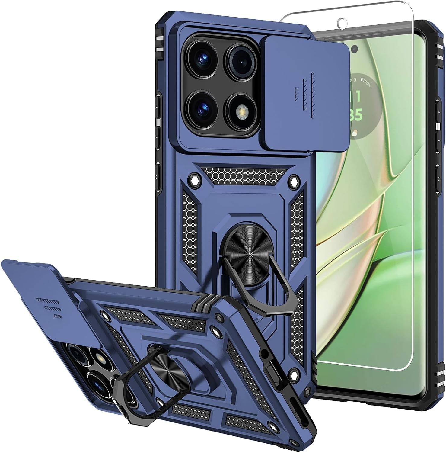 for Motorola Moto Edge 2025 Case with Tempered Glass Screen Protector Multicolor