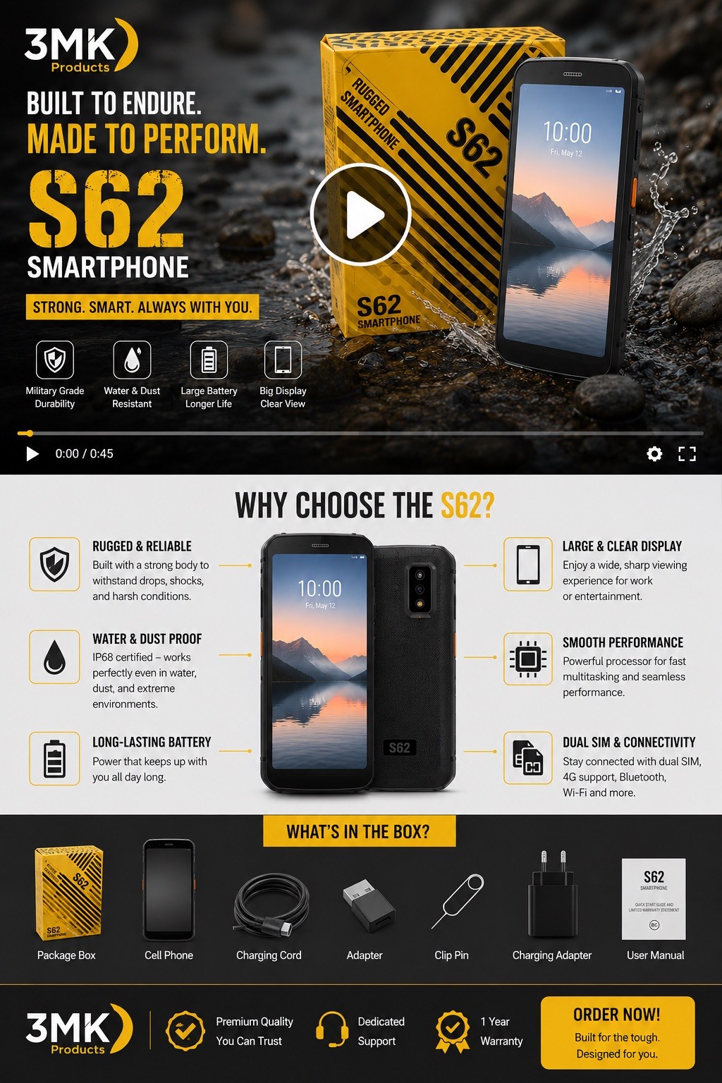 New CAT S62 Factory Unlocked (GSM/CDMA) 4G 128GB 5.7″ Rugged Android Smartphone