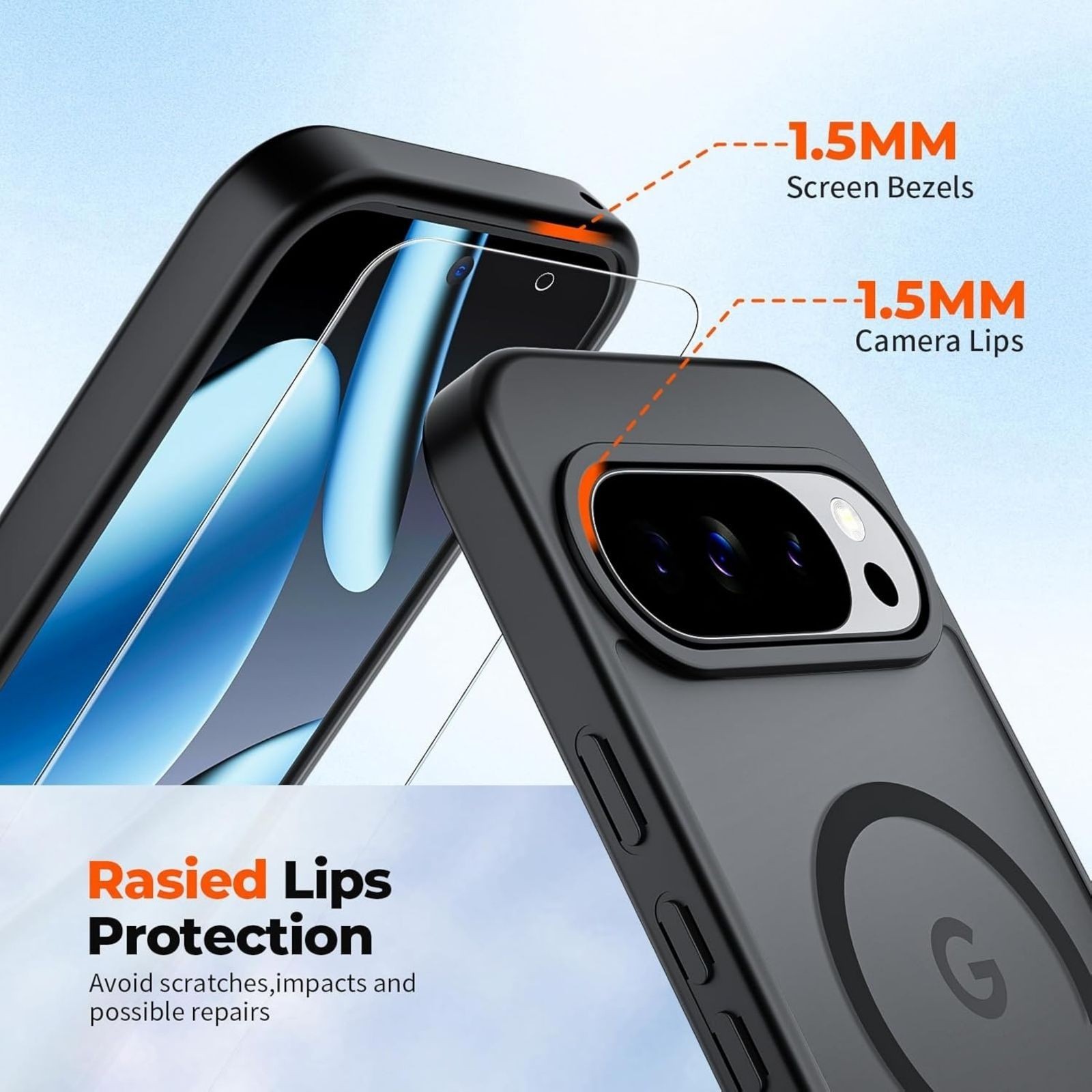 Magnetic for Google Pixel 10 Pro Case/Pixel 10 Case with Screen Protector, Black