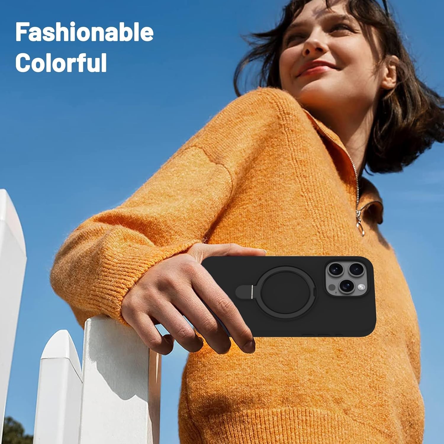 Case for iPhone 13 Pro Max with Magnetic Invisible Stand – Shockproof Silicone C