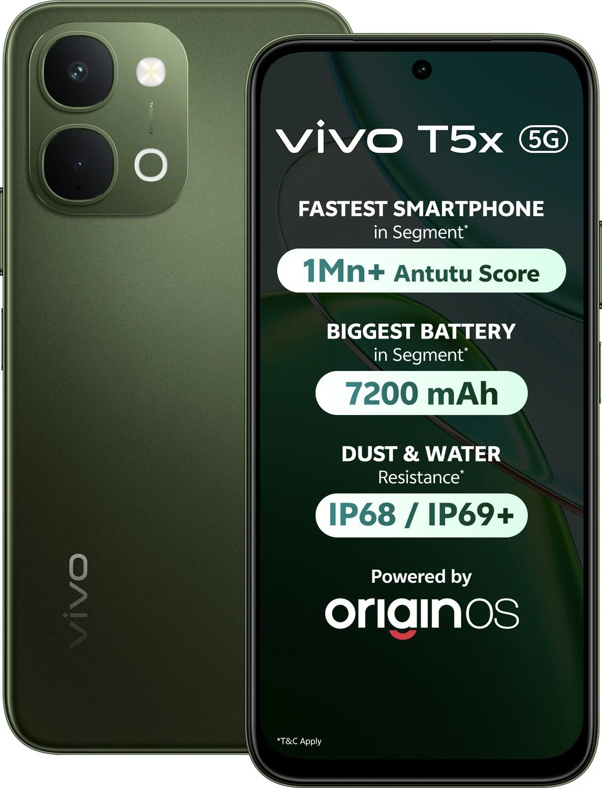 vivo T5x 5G (Green, 256GB 8GB RAM) Dimensity 7400-Turbo 6.76″ Global Version