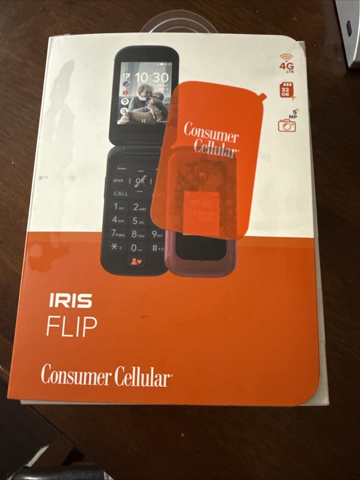 Consumer Cellular Iris Flip SH3320 Phone 32GB, Red, 4G LTE, 5MP Camera, In Box