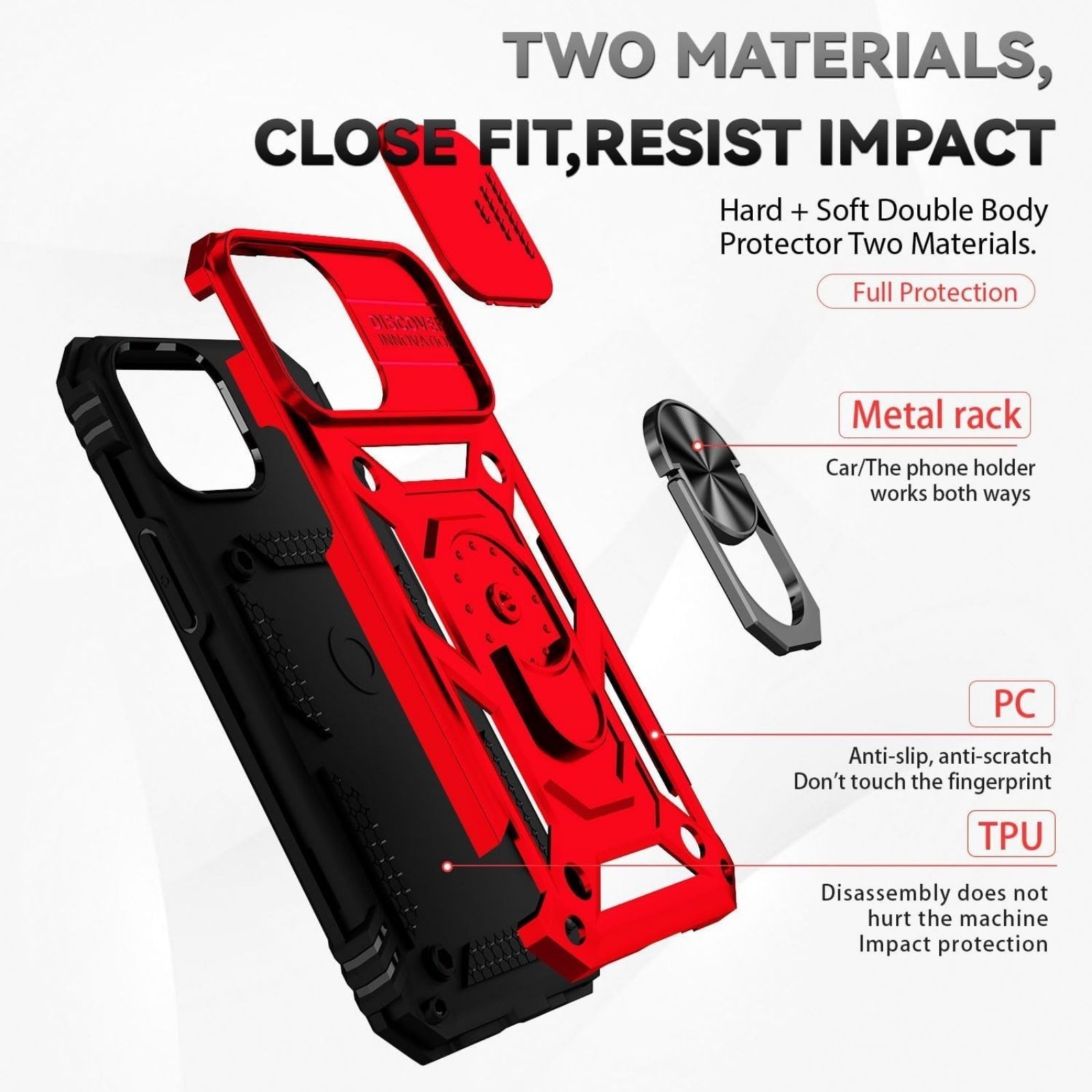 iPhone 12/13 Mini Case with HD Screen Protector & Slide Camera Cover & Kickstand