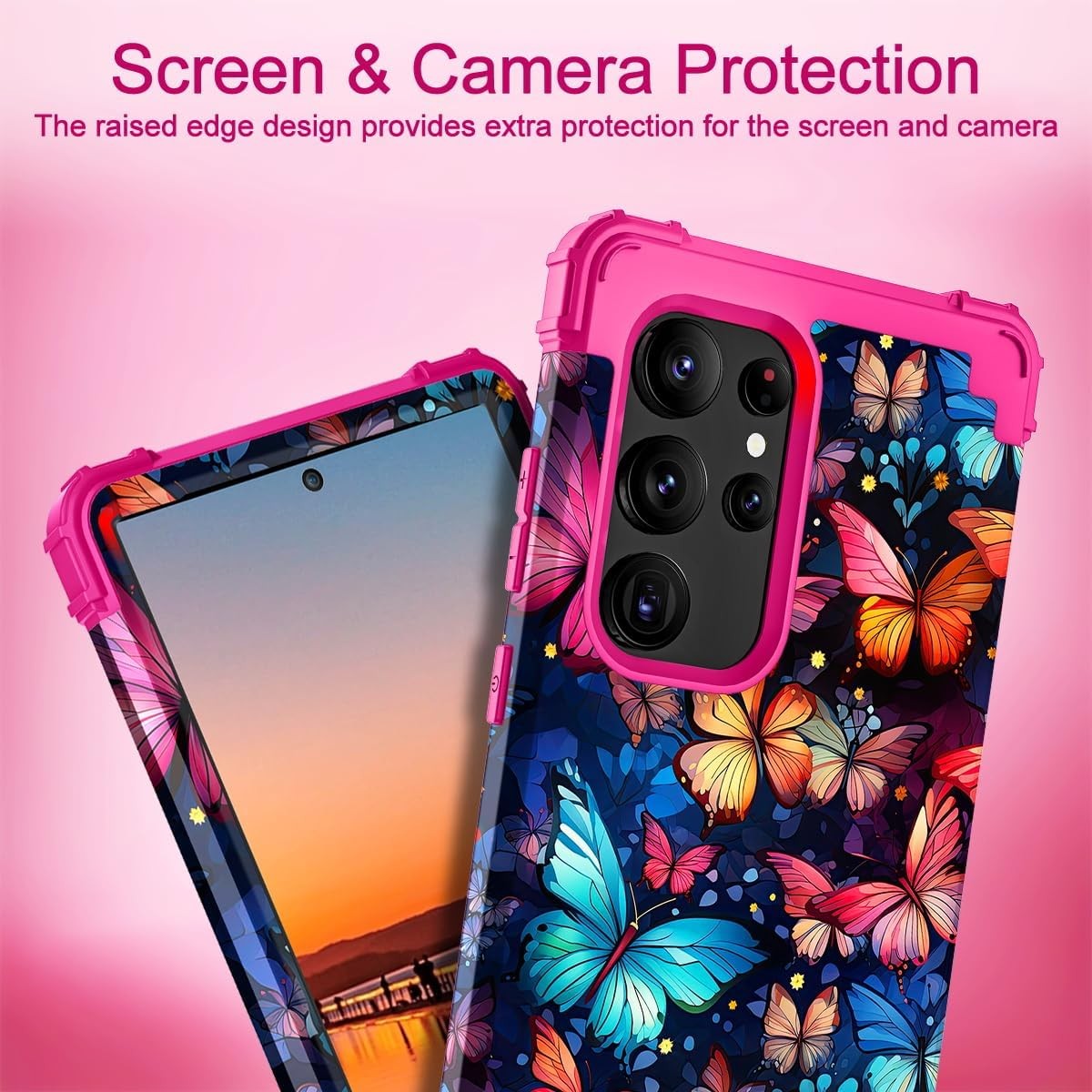 Heavy Duty Case & Soft Silicone Bumper for Galaxy S24 Ultra 6.8 Inch Shockproof