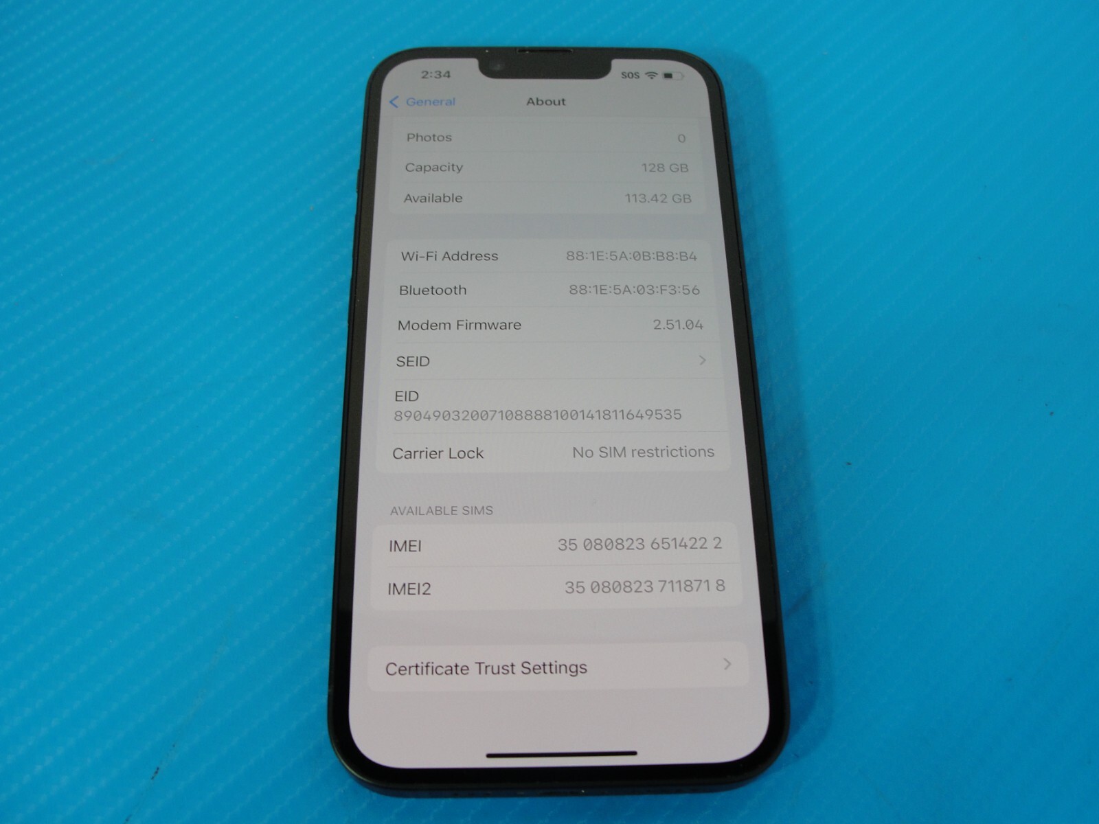 Factory Unlocked Apple iPhone 14 eSIM 128GB Midnight Black MPUA3LL/A /GOOD