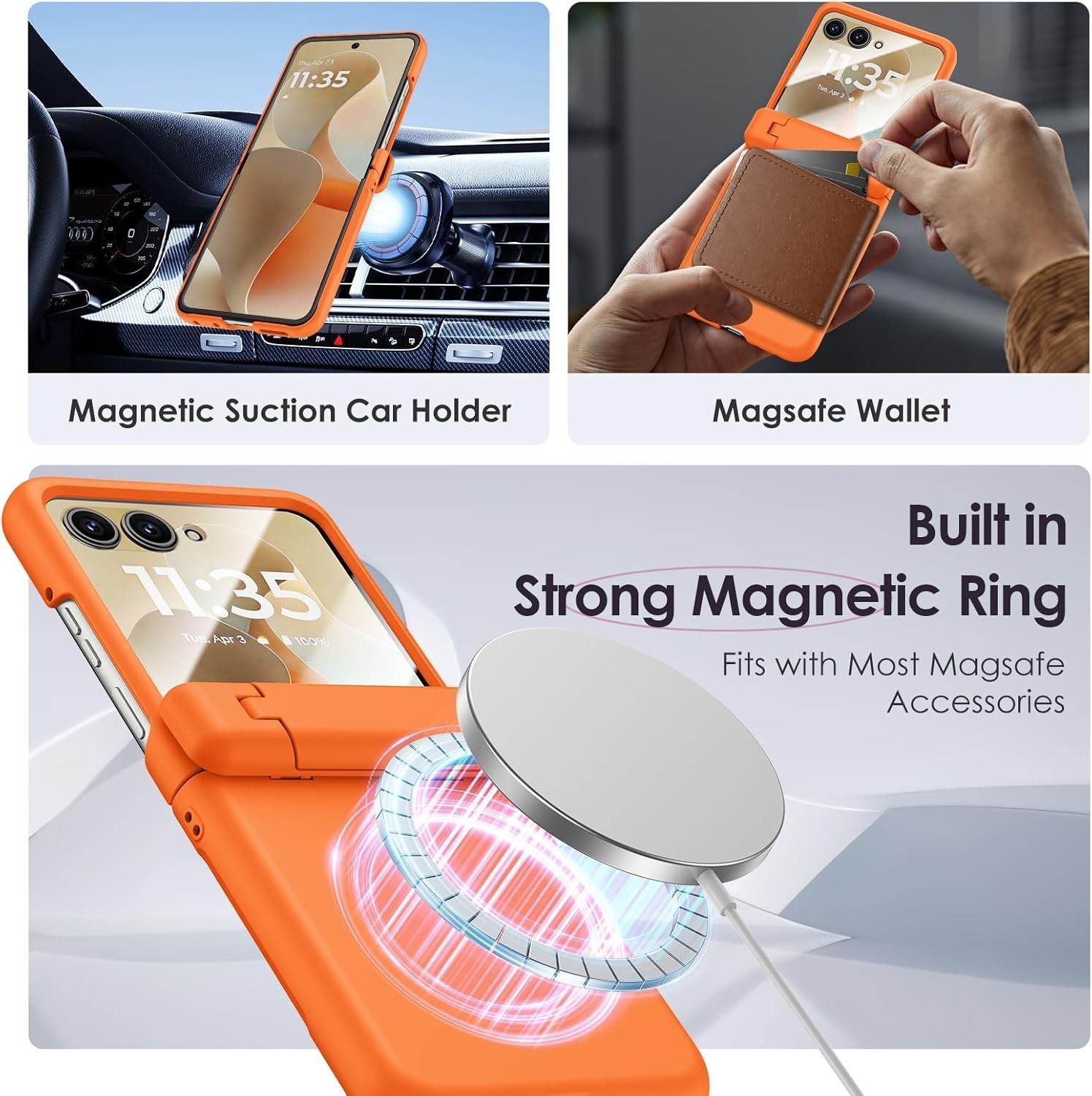 Motorola Razr 2026/2025/2024 Magnetic Case with Kickstand and Hinge Protection