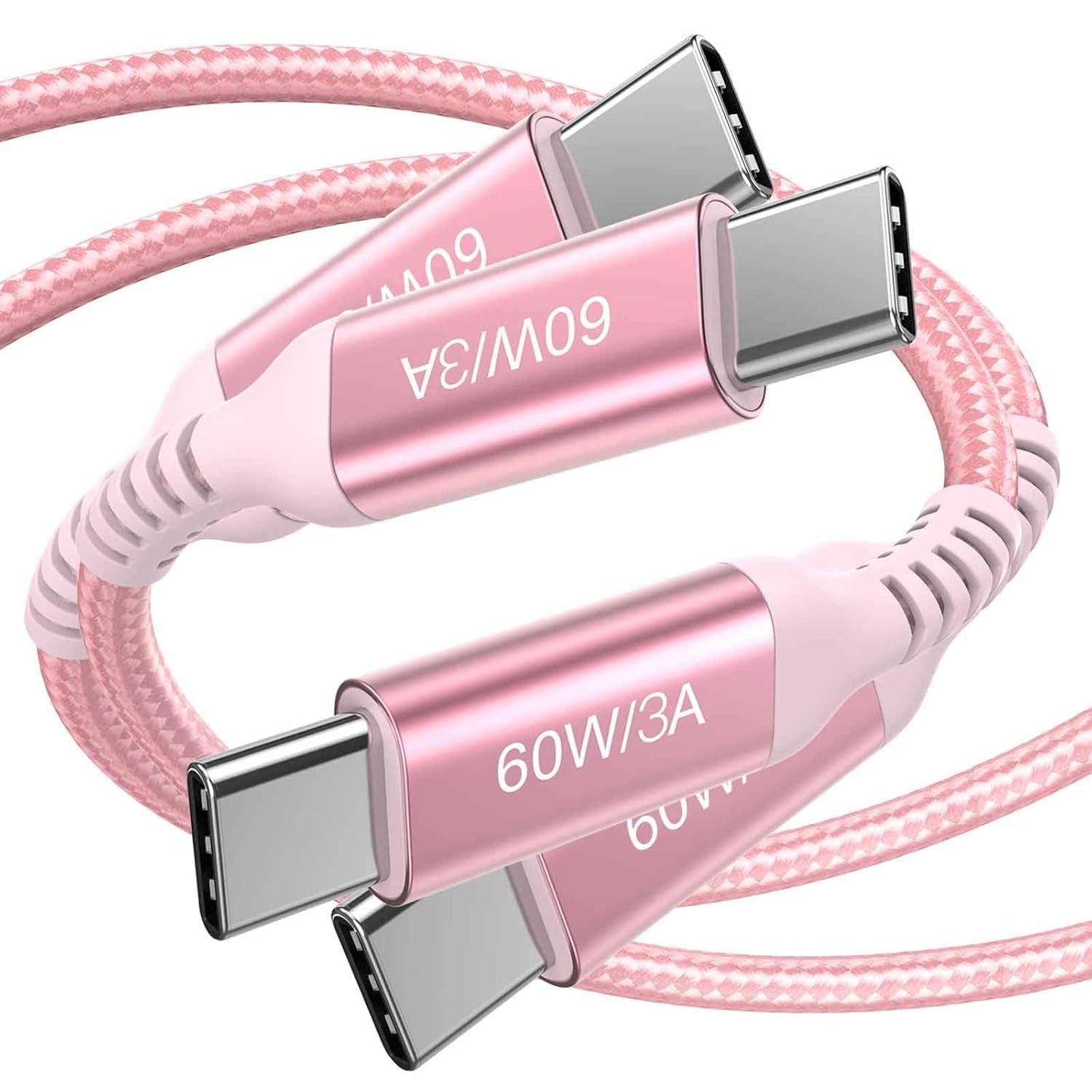 USB C to USB C Cables 6ft Pink (2 Pack), 60W Fast Charging Cable for iPhone 15,