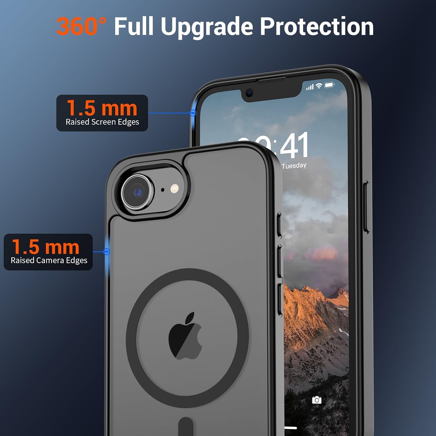 Black Magnetic Case with Screen Protector for iPhone 16e/17e, Military Grade Pro